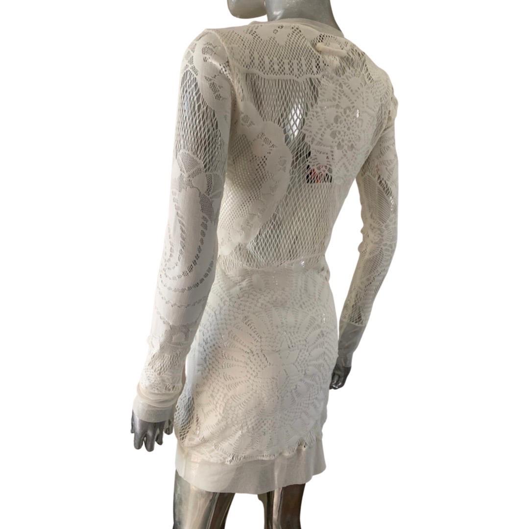 Jean Paul Gaultier Vintage Soleil White Knit Mesh Dress NWT Size Large 1