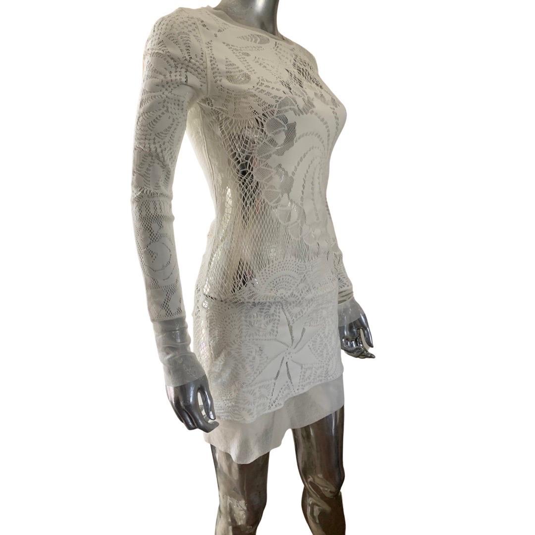 Jean Paul Gaultier Vintage Soleil White Knit Mesh Dress NWT Size Large 2
