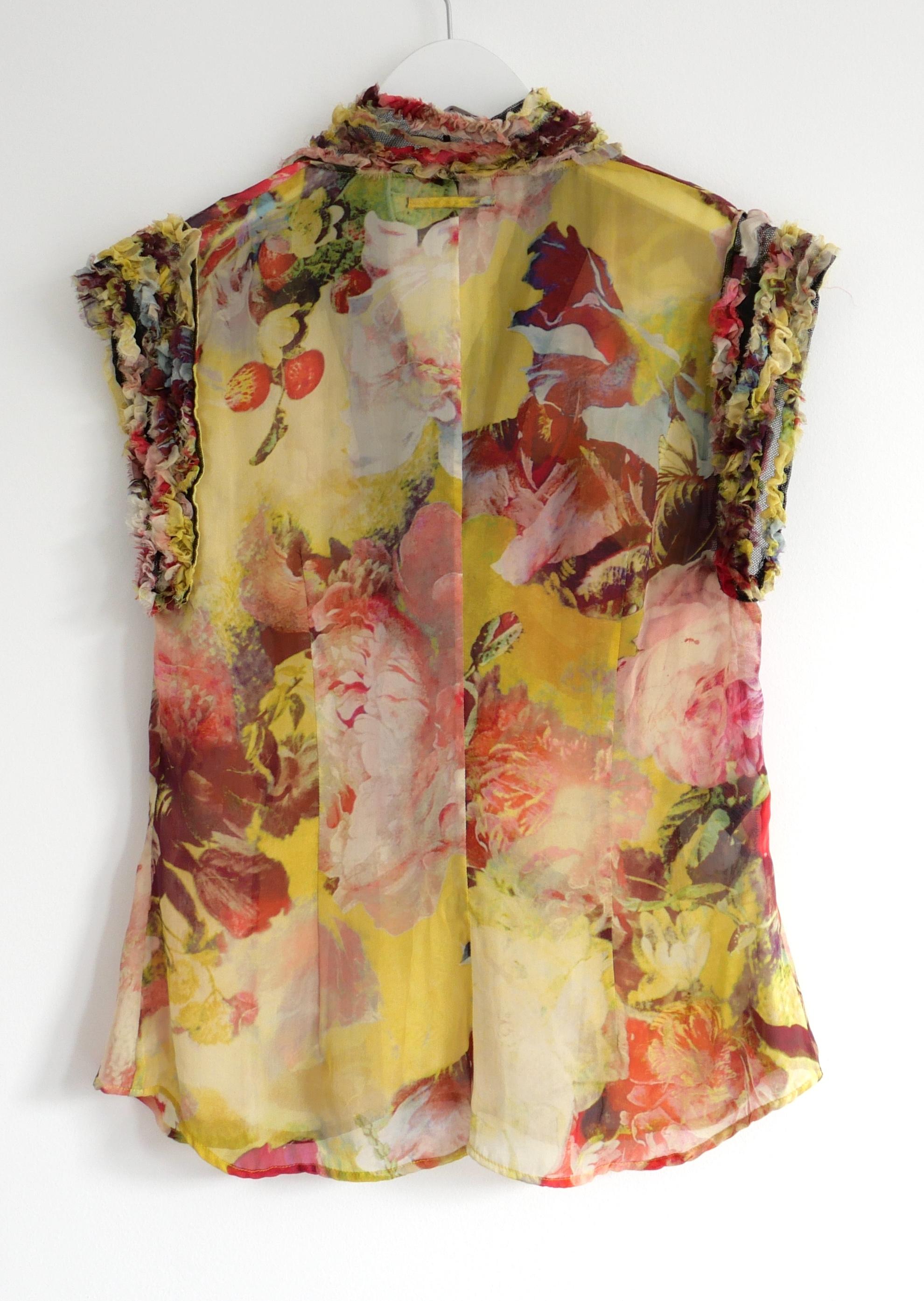 Jean Paul Gaultier Vintage Spring 2006 Rose Silk Blouse In Good Condition For Sale In London, GB