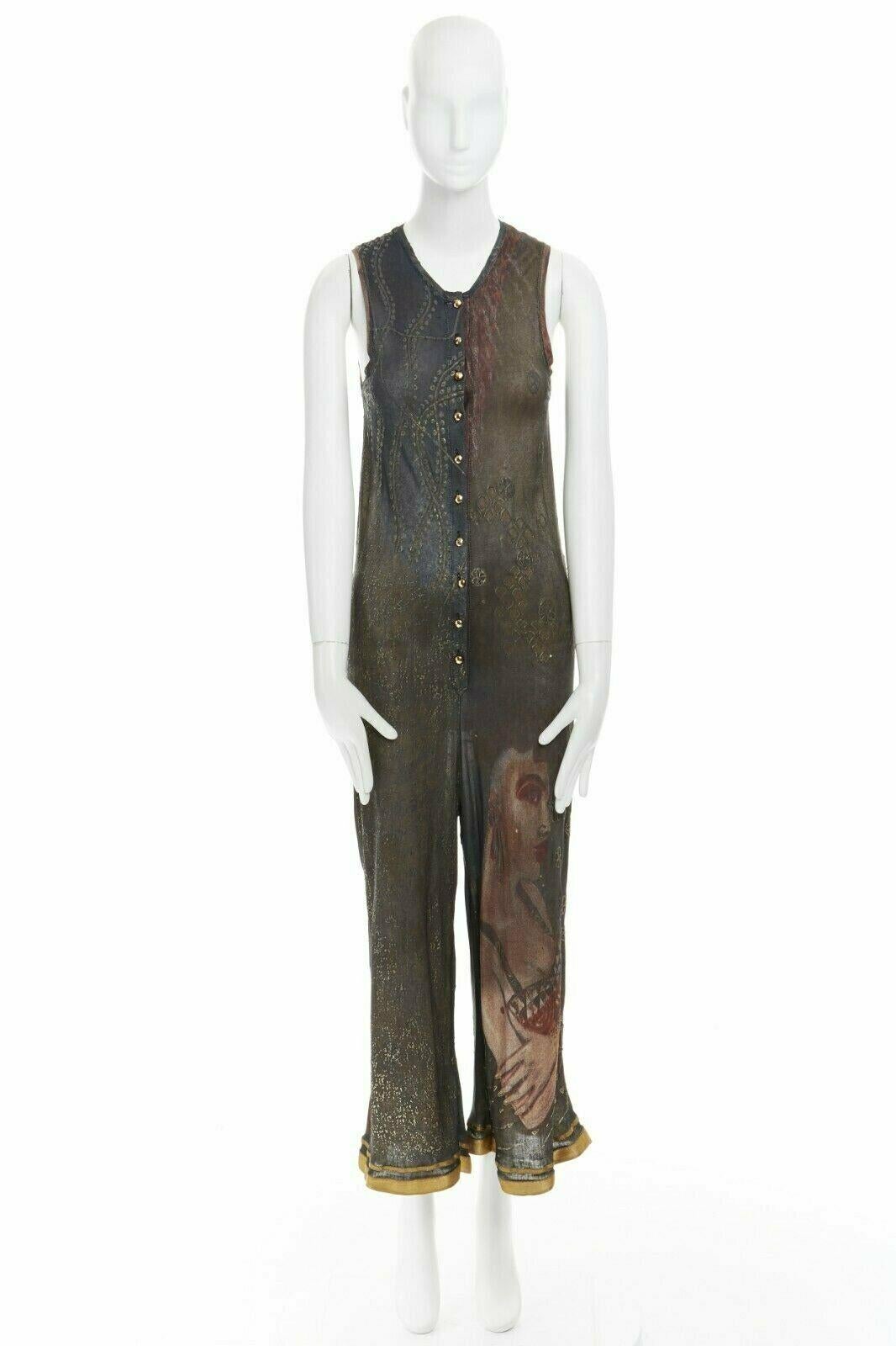 JEAN PAUL GAULTIER Vintage SS89 Klimt ethnic oriental face jumpsuit IT38 US2 5
