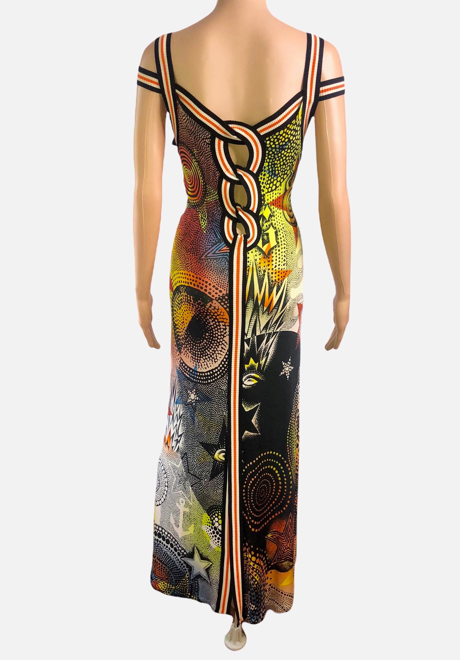 Jean Paul Gaultier S/S 2007 Star Print Cutout Bodycon Maxi Dress 3