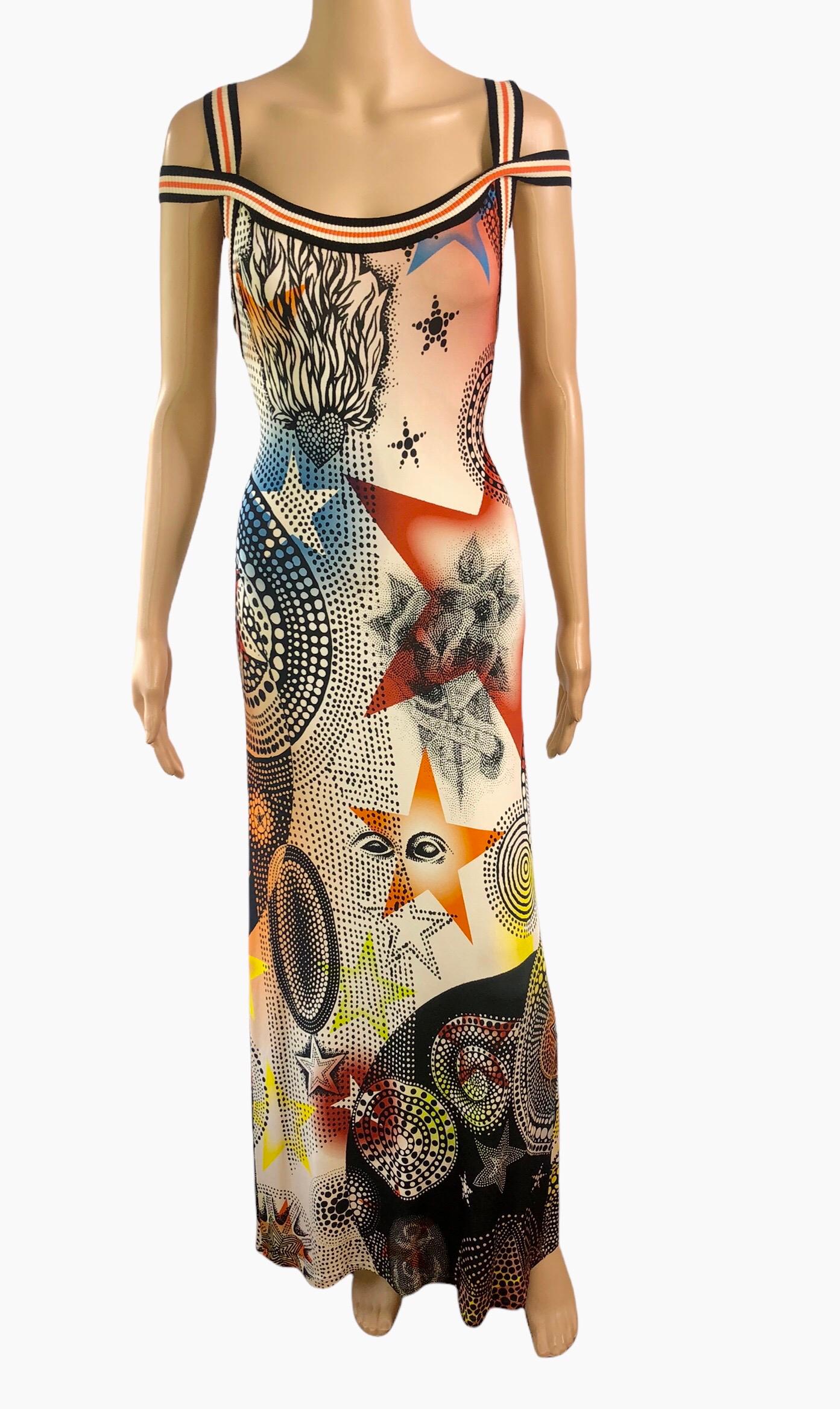 Women's or Men's Jean Paul Gaultier S/S 2007 Star Print Cutout Bodycon Maxi Dress