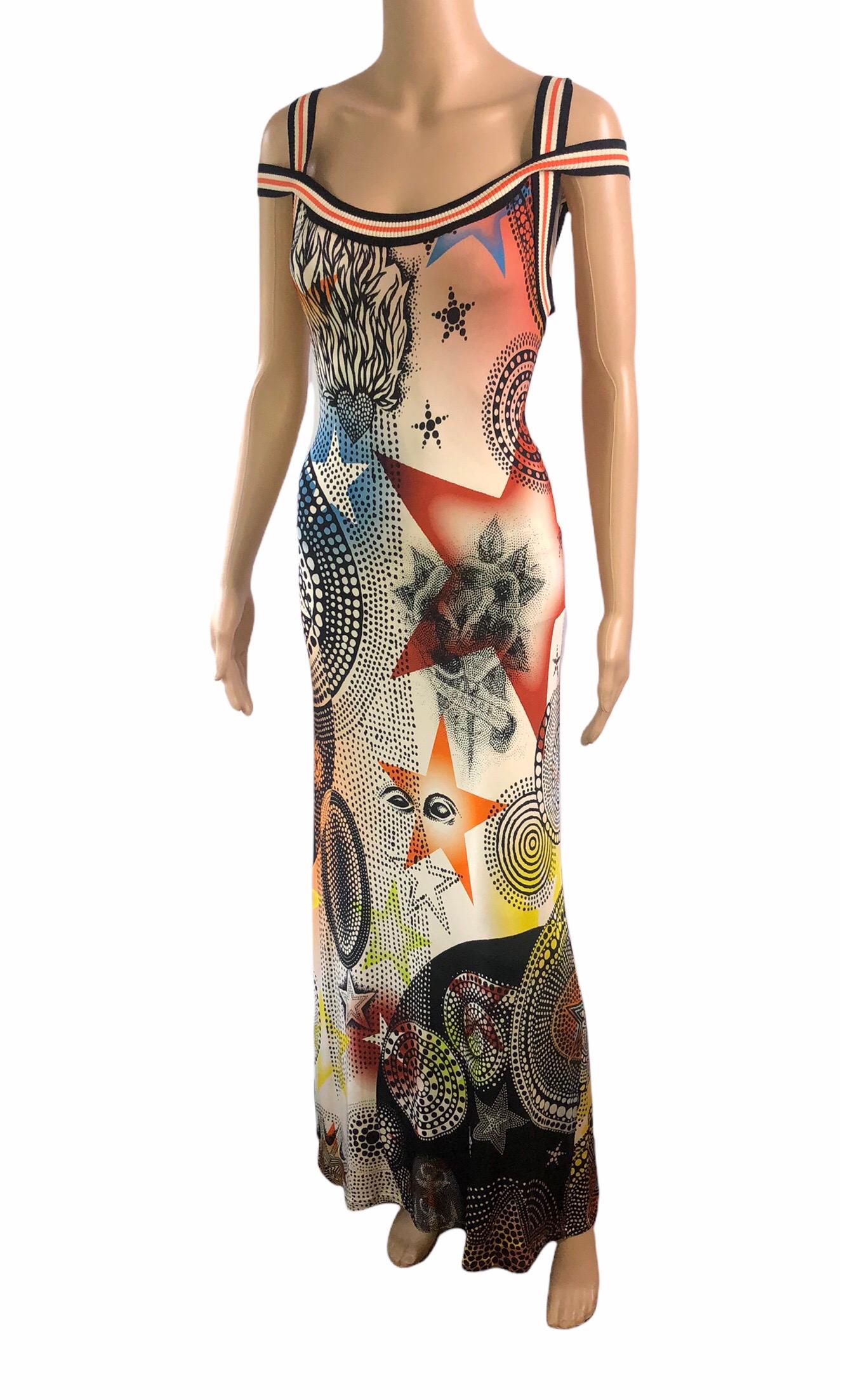 Jean Paul Gaultier S/S 2007 Star Print Cutout Bodycon Maxi Dress 1