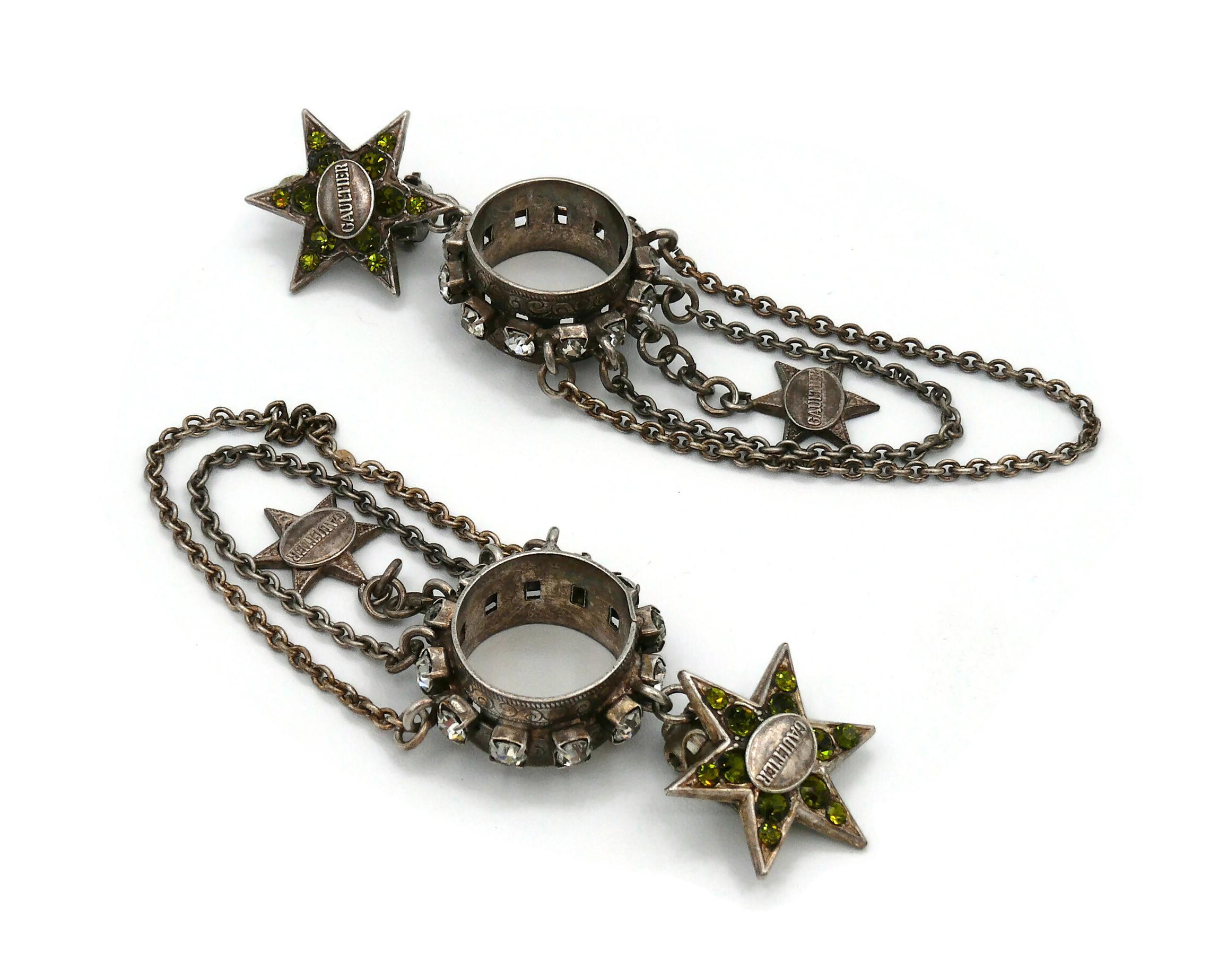 Jean Paul Gaultier Vintage Stars and Chains Jewelled Dangling Earrings