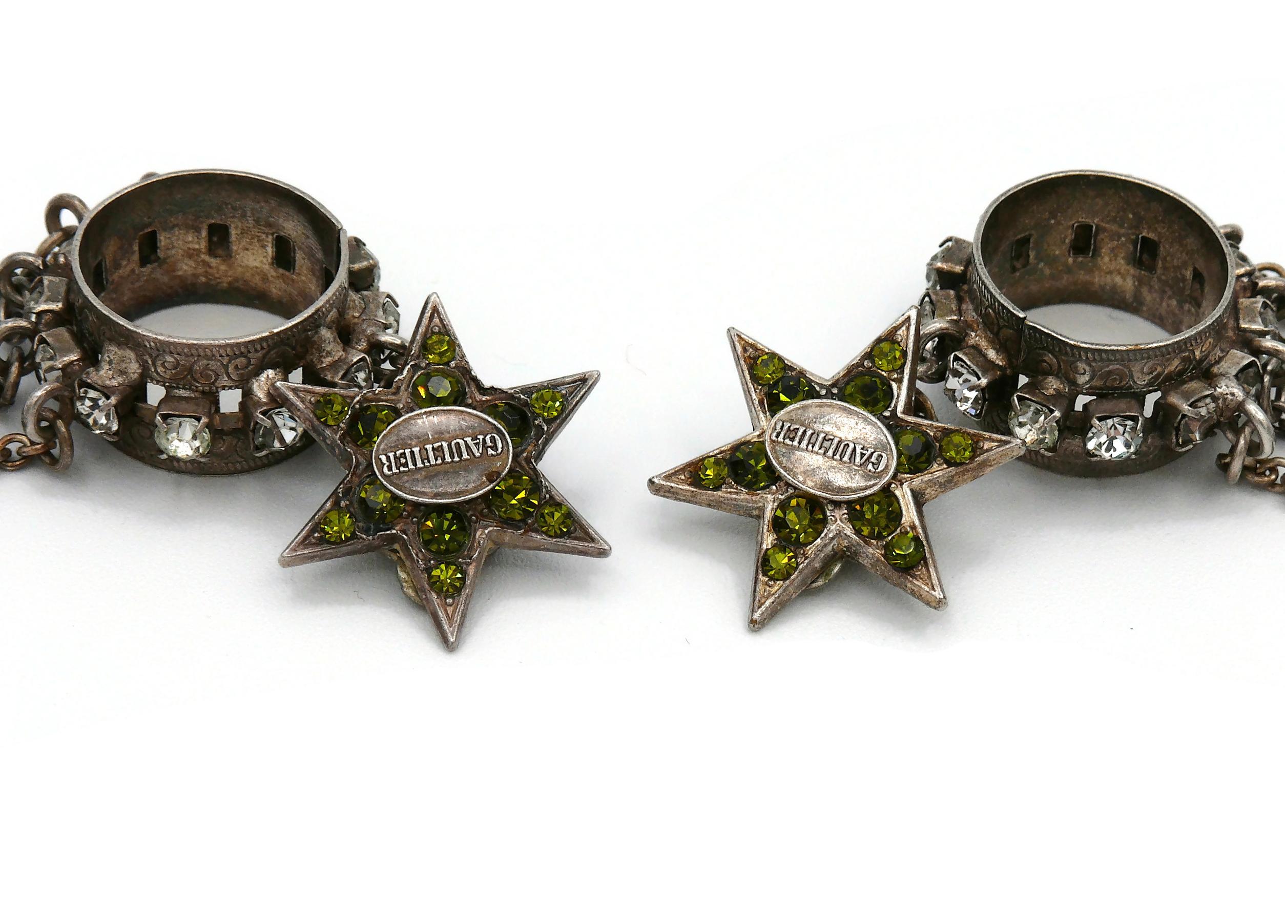 Women's Jean Paul Gaultier Vintage Stars and Chains Jewelled Dangling Earrings For Sale