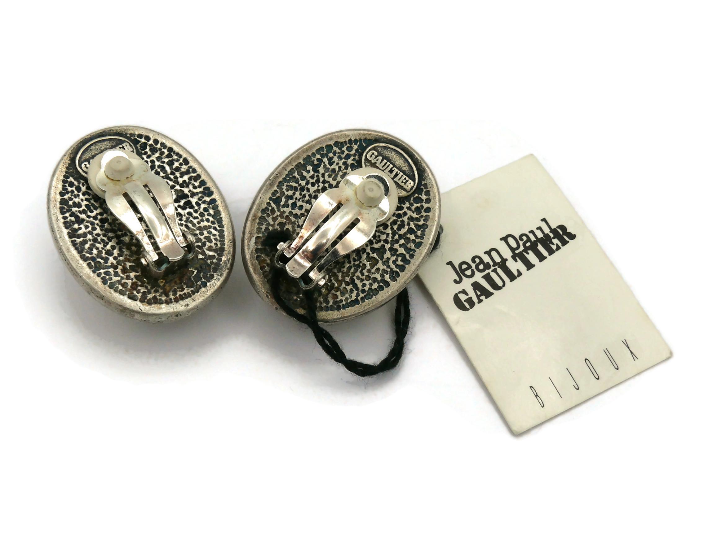 JEAN PAUL GAULTIER Vintage Steampunk Clock Dial Clip-On Earrings For Sale 1