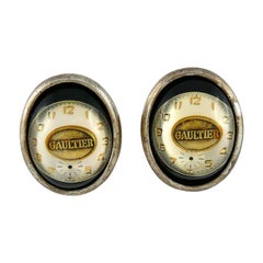 JEAN PAUL GAULTIER Orecchini a clip con quadrante dell'orologio vintage steampunk