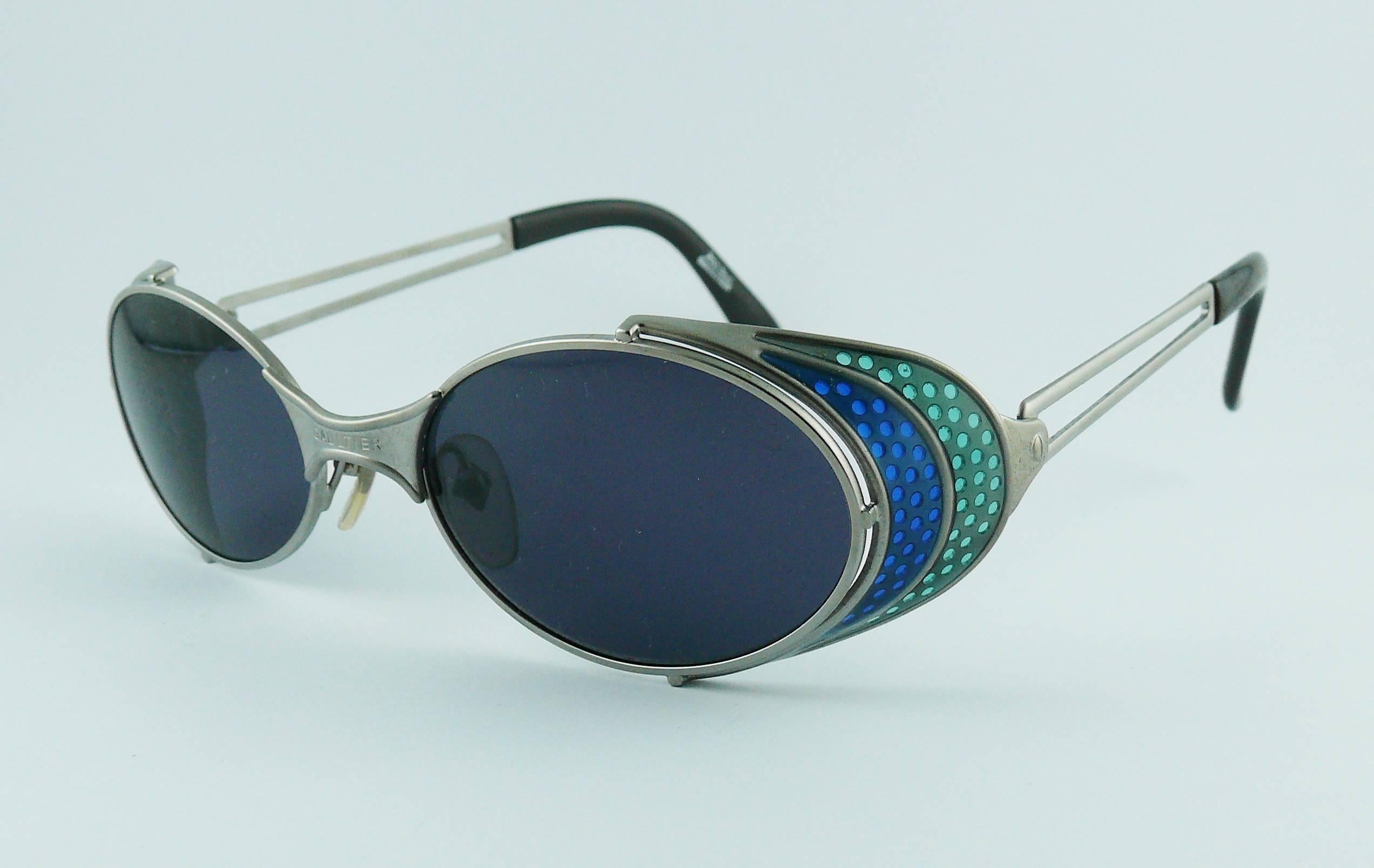 Gray Jean Paul Gaultier Vintage Blue Green Model 56-7109 Steampunk Sunglasses 