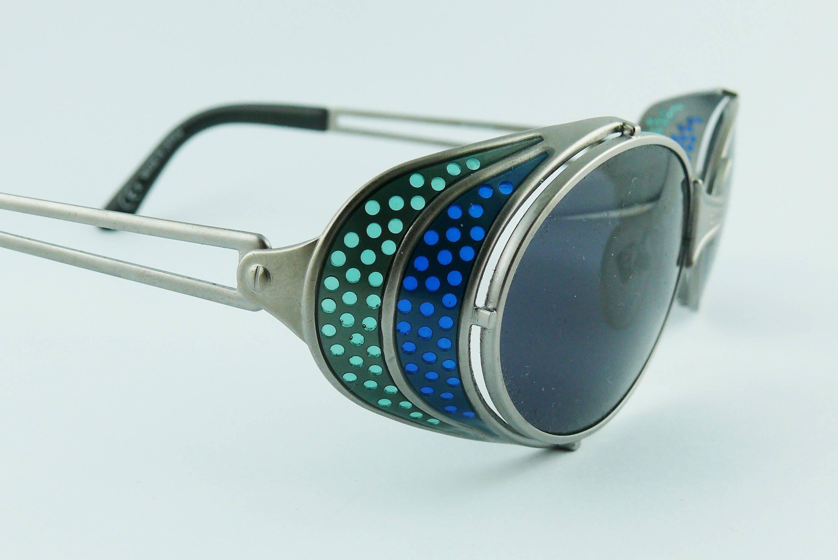 Jean Paul Gaultier Vintage Blue Green Model 56-7109 Steampunk Sunglasses  In Excellent Condition In Nice, FR