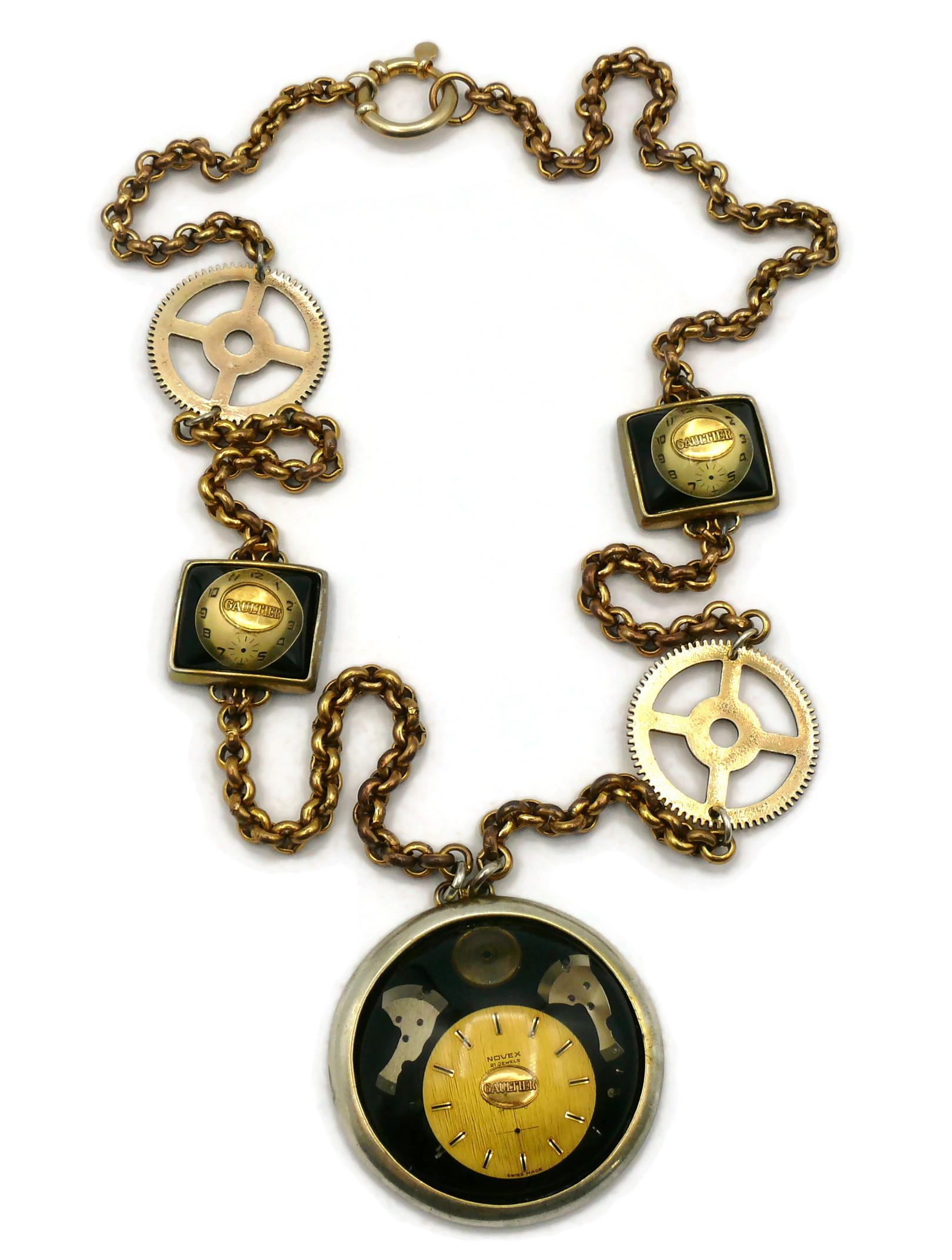 JEAN PAUL GAULTIER Vintage Steampunk Watch Necklace In Fair Condition For Sale In Nice, FR