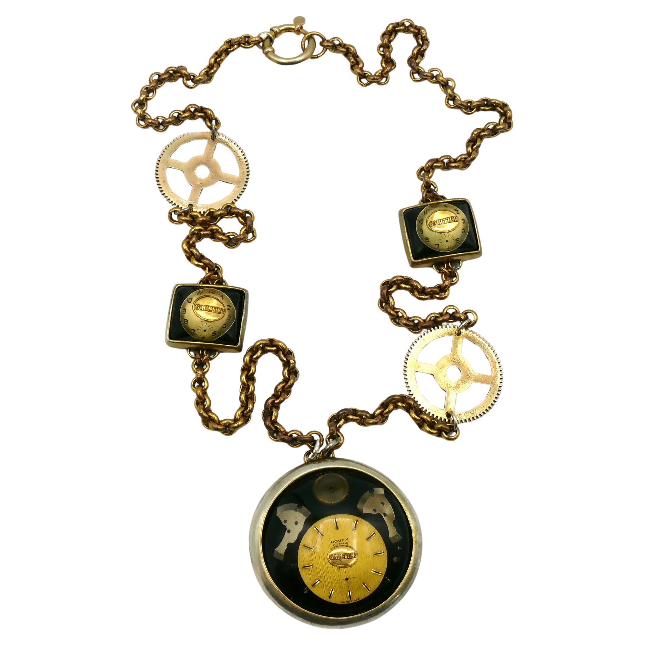 JEAN PAUL GAULTIER Vintage Steampunk Watch Necklace For Sale