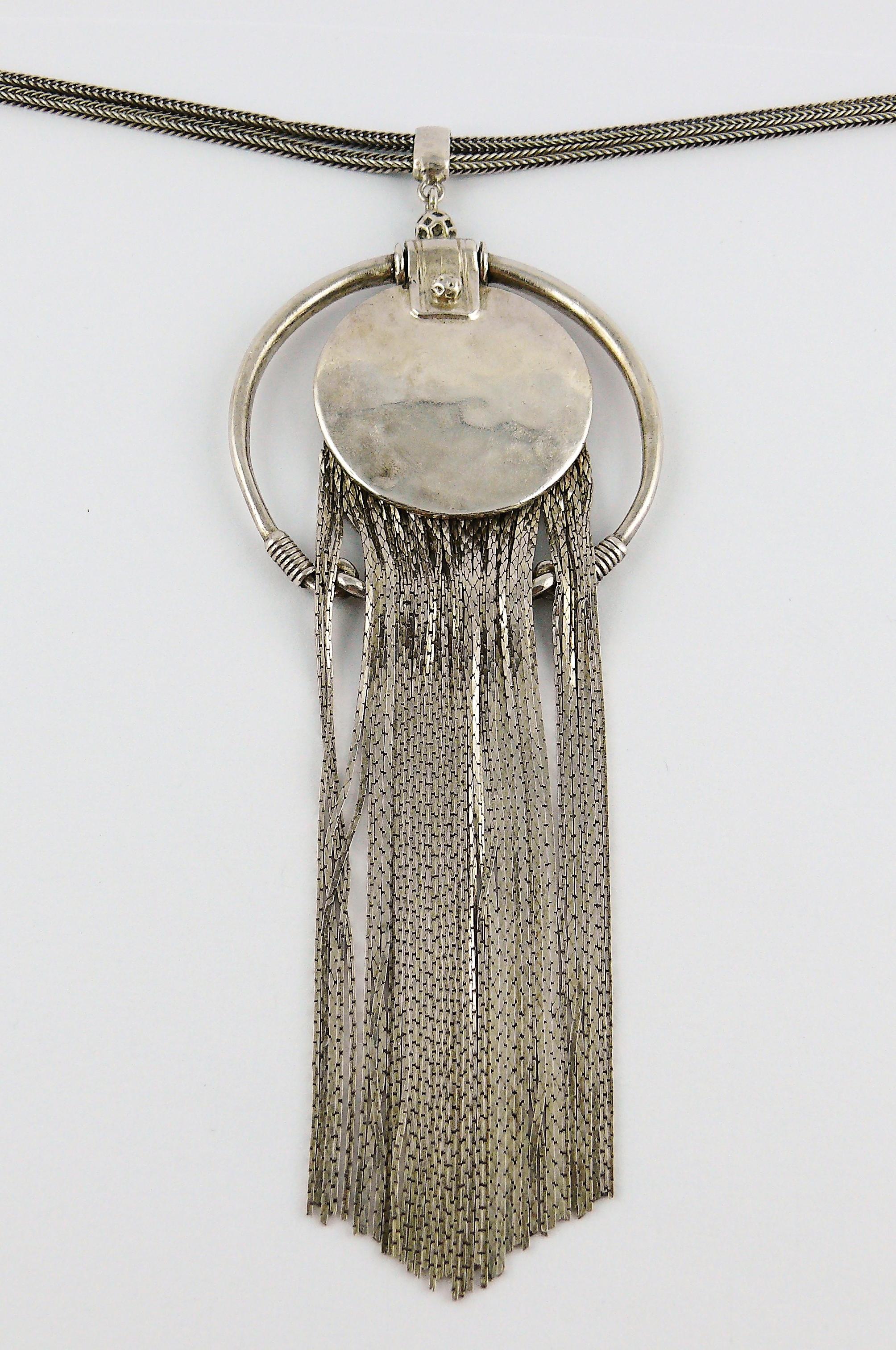 Jean Paul Gaultier Vintage Sterling Silver Fringed Pendant Necklace 1