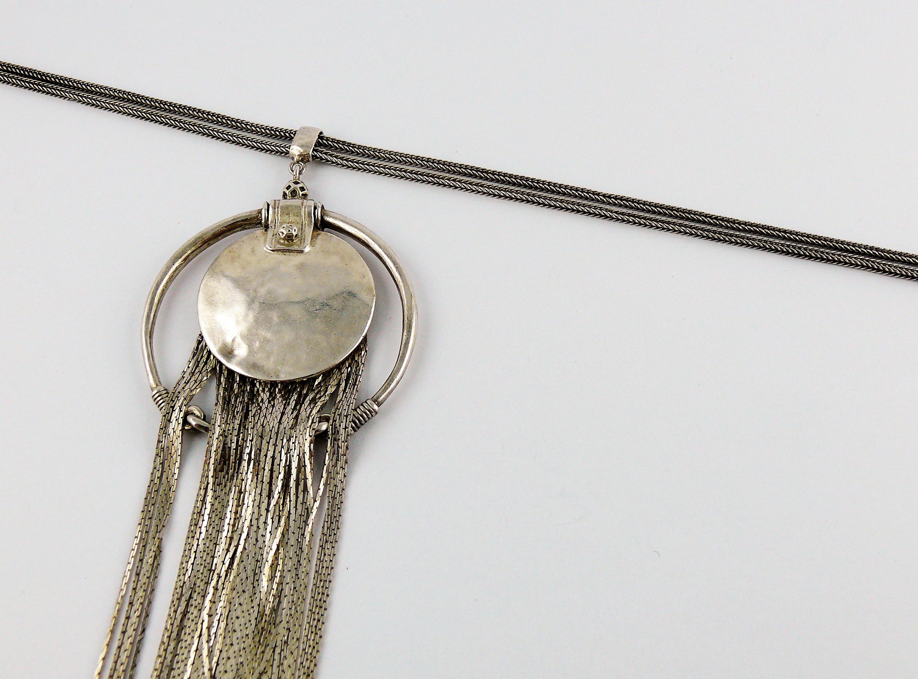 Jean Paul Gaultier Vintage Sterling Silver Fringed Pendant Necklace 2