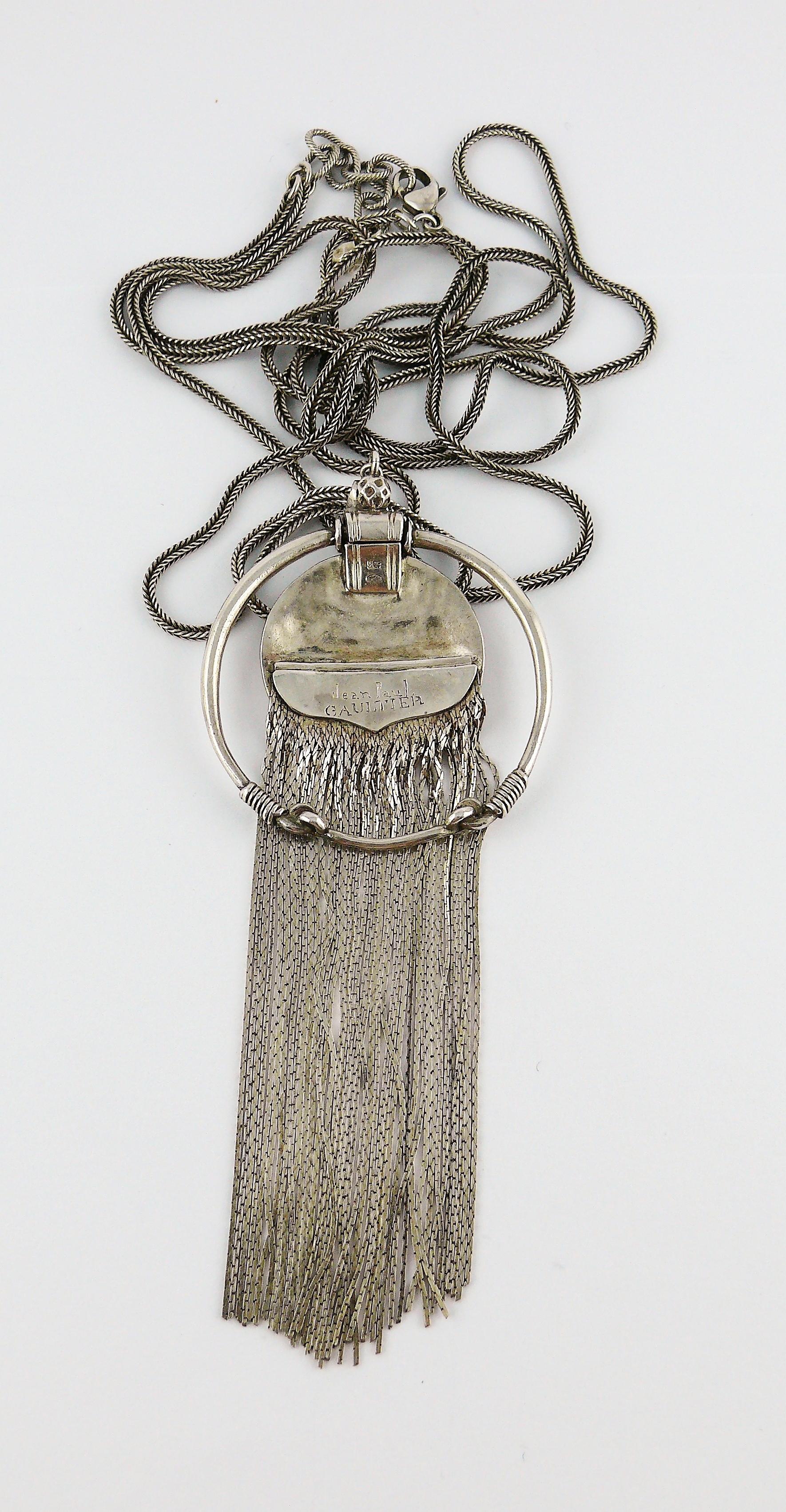 Jean Paul Gaultier Vintage Sterling Silver Fringed Pendant Necklace 5
