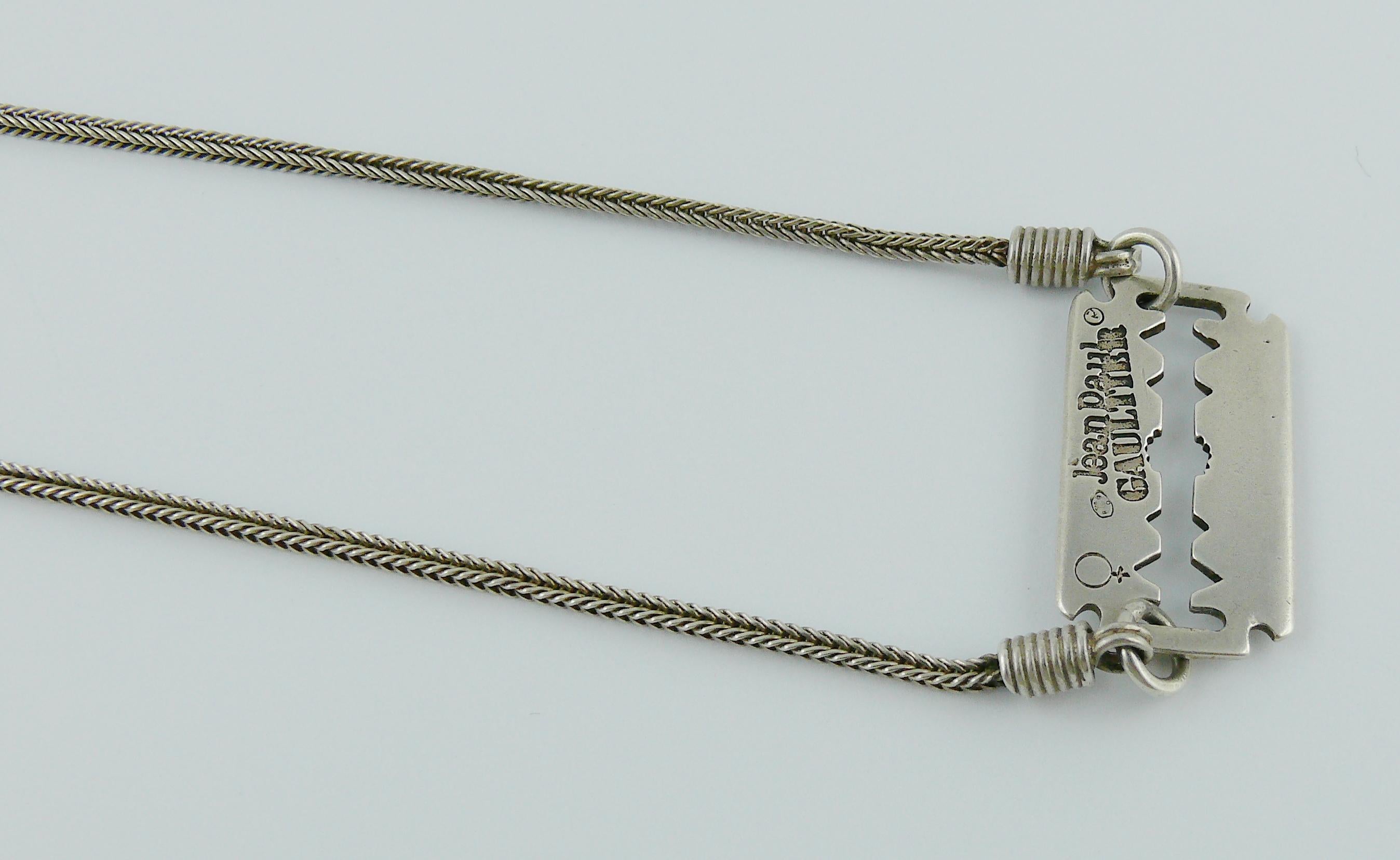 razor blade necklace silver