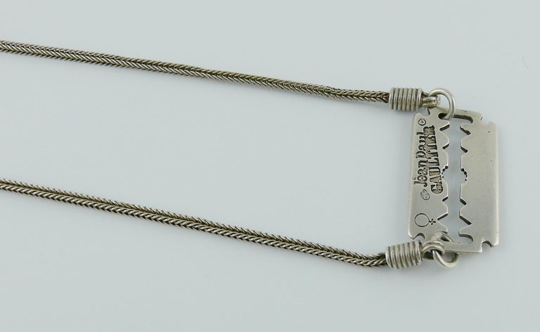 World Jewels Sterling Silver 45mm Razer Blade Pendant Necklace