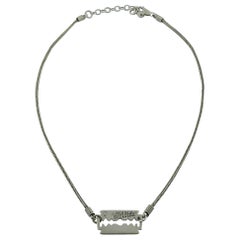 Jean Paul Gaultier Vintage Sterling Silver Razor Blade Necklace