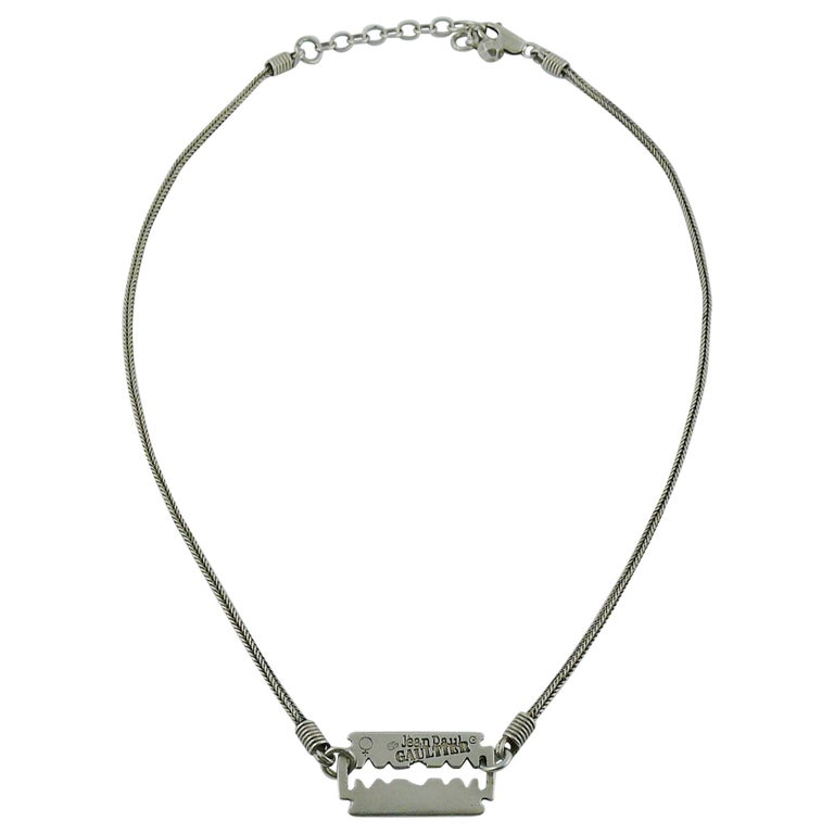 Jean Paul Gaultier Vintage Sterling Silver Razor Blade Necklace at 1stDibs