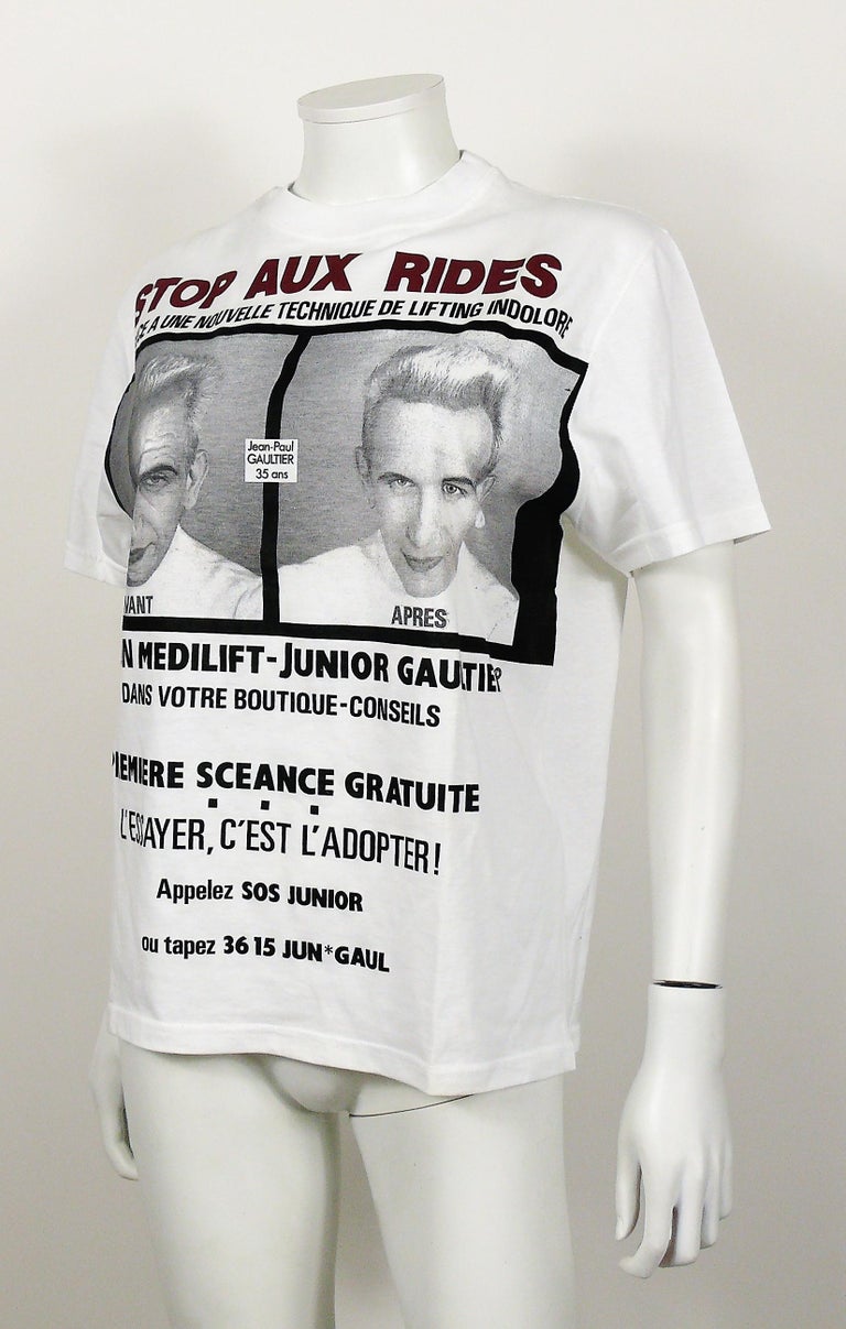 Jean Paul Gaultier Vintage Stop Aux Rides T-Shirt Size L at 