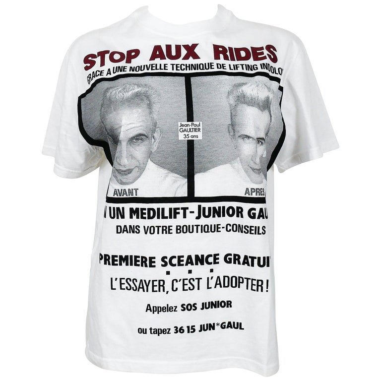 Jean Paul Gaultier Vintage Stop Aux Rides T-Shirt Size L at 