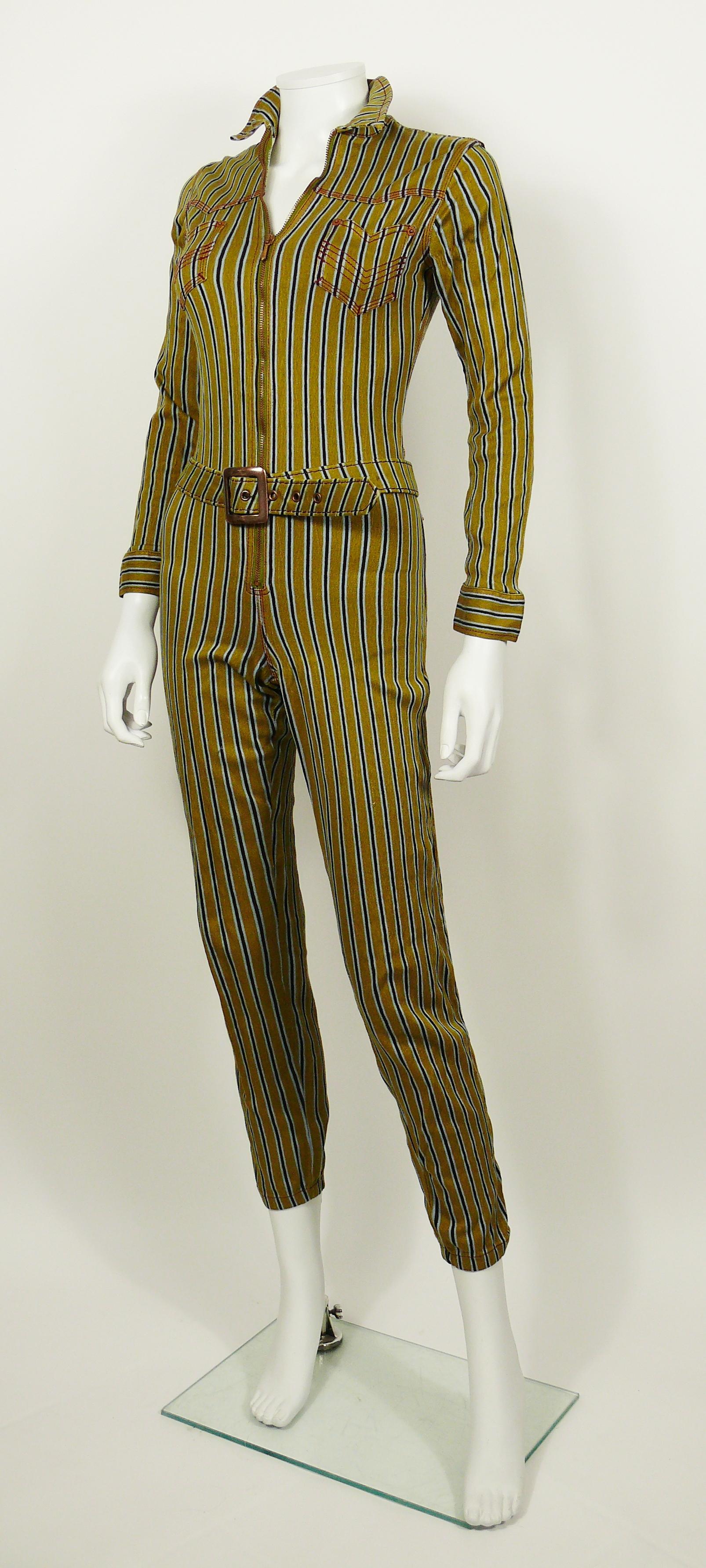 Jean Paul Gaultier Jeans: tuta a righe con zip sul davanti In condizioni buone in vendita a Nice, FR