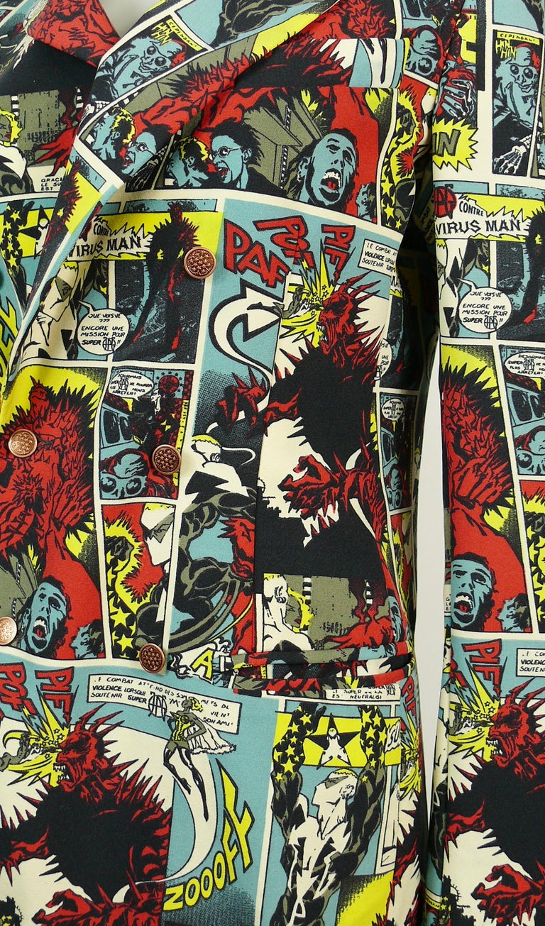 Jean Paul Gaultier Vintage Superhero Comics Print Jacket Size S at 1stDibs