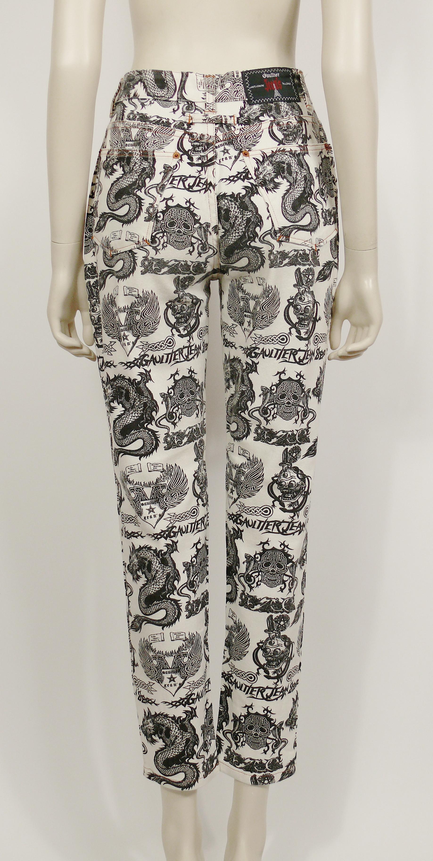 Jean Paul Gaultier Vintage Tattoo Dragon Skull Eagle Hose Hose im Angebot 7