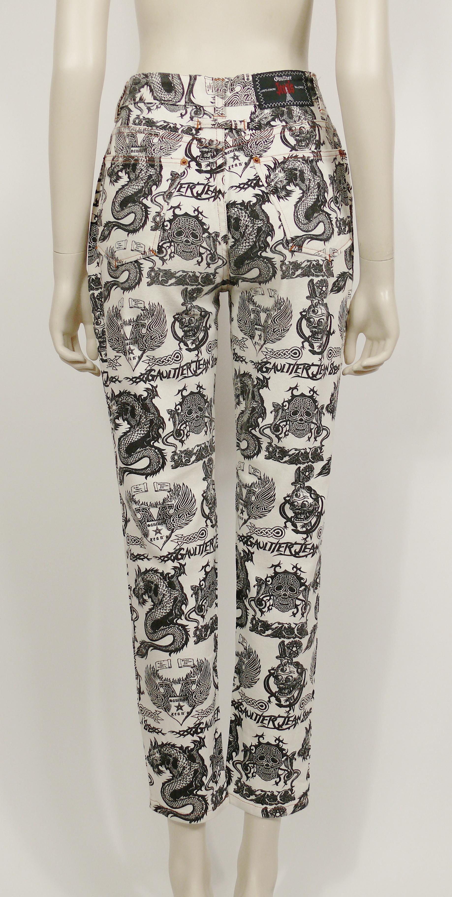 Jean Paul Gaultier Vintage Tattoo Dragon Skull Eagle Pants Trousers For Sale 4