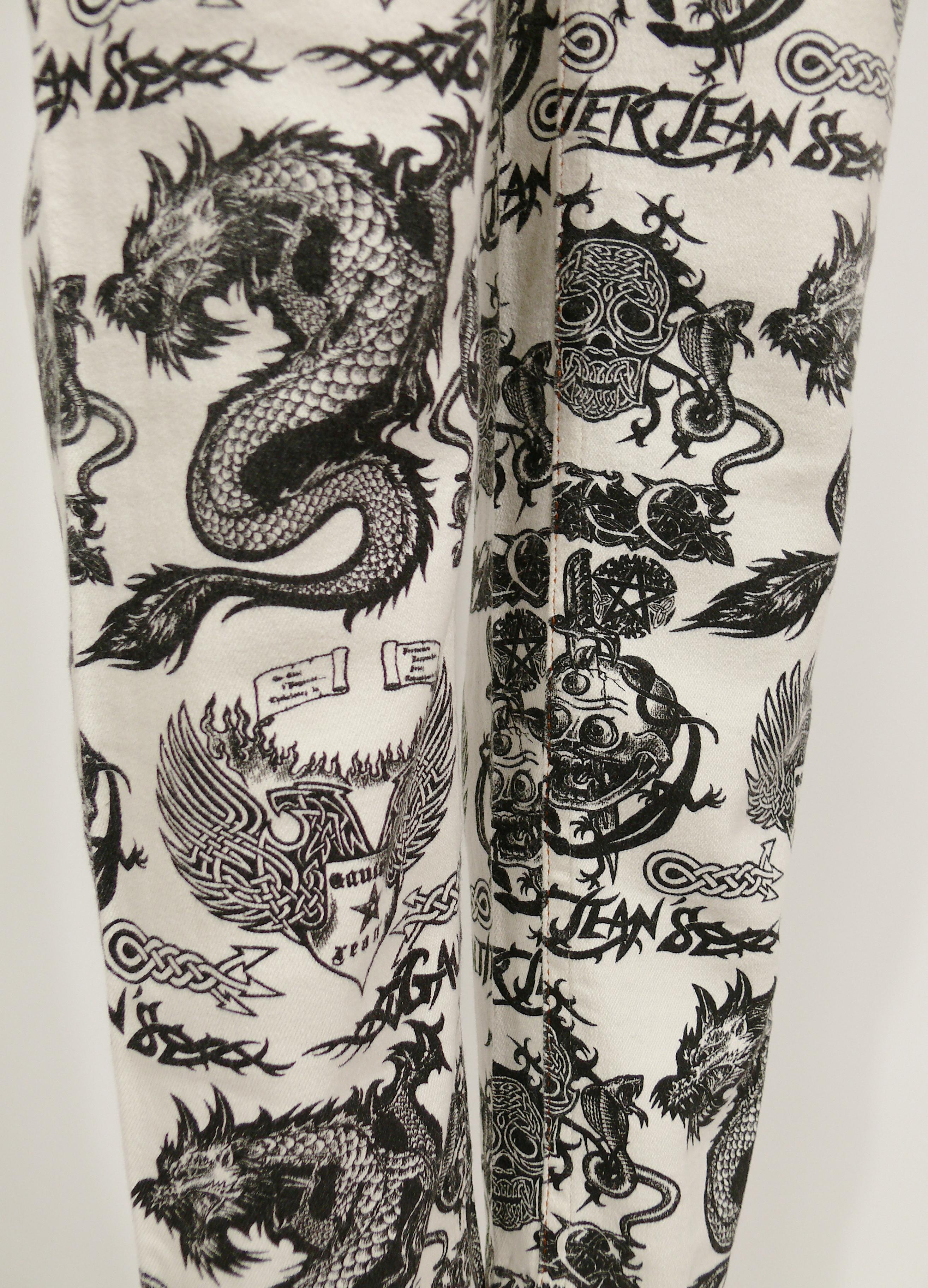 Jean Paul Gaultier Vintage Tattoo Dragon Skull Eagle Pants Trousers For Sale 5