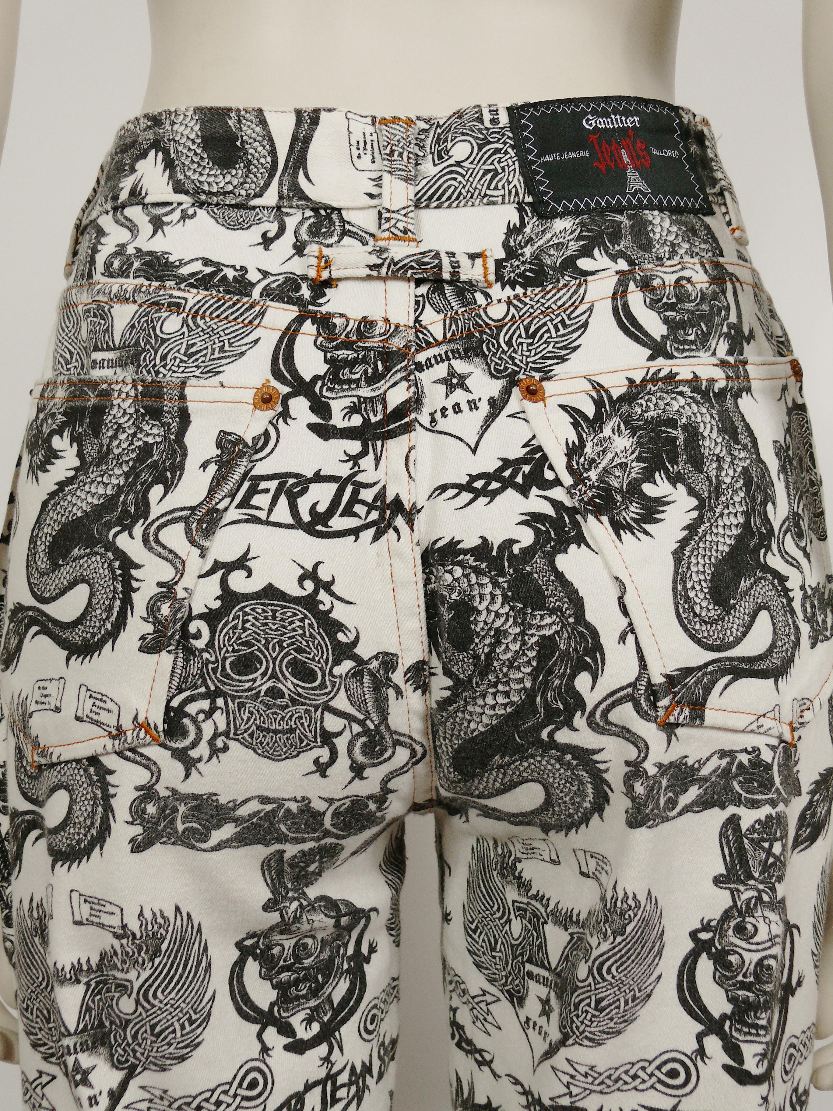 Jean Paul Gaultier Vintage Tattoo Dragon Skull Eagle Pants Trousers For Sale 6