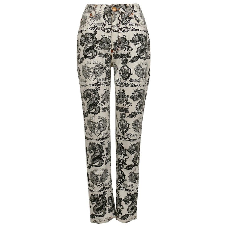 Jean Paul Gaultier Vintage Tattoo Dragon Skull Eagle Pants Trousers For  Sale at 1stDibs