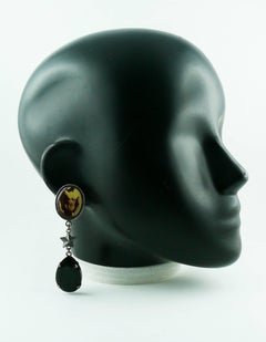 Jean Paul Gaultier Vintage Torso Print Dangling Earrings