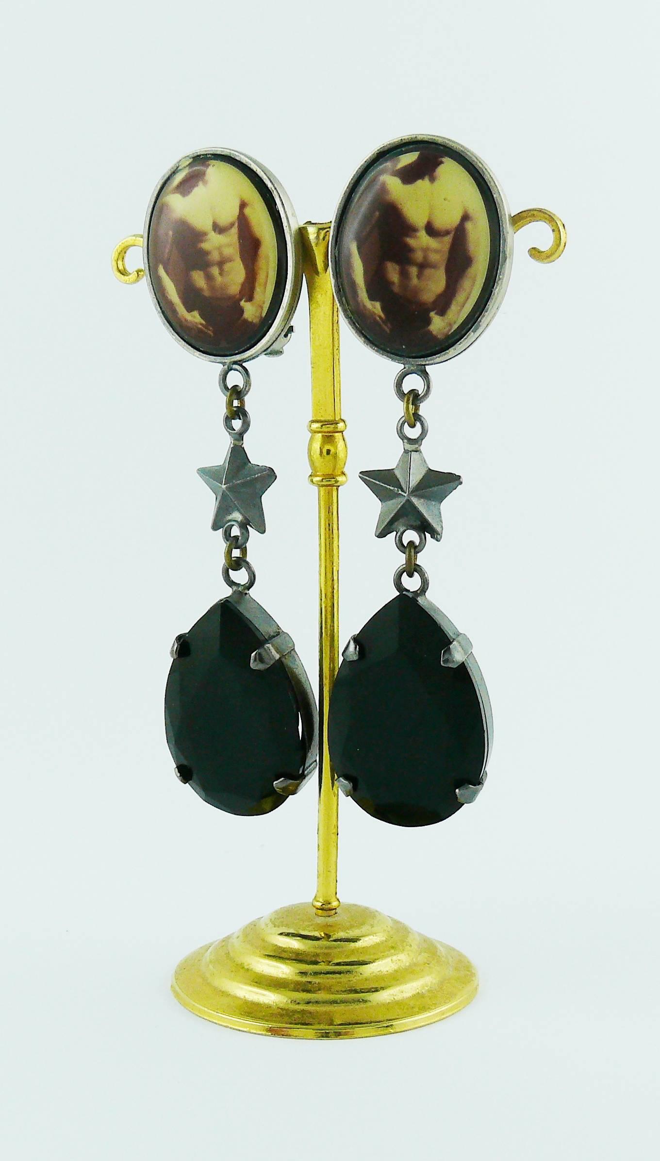 Women's Jean Paul Gaultier Vintage Torso Print Dangling Earrings