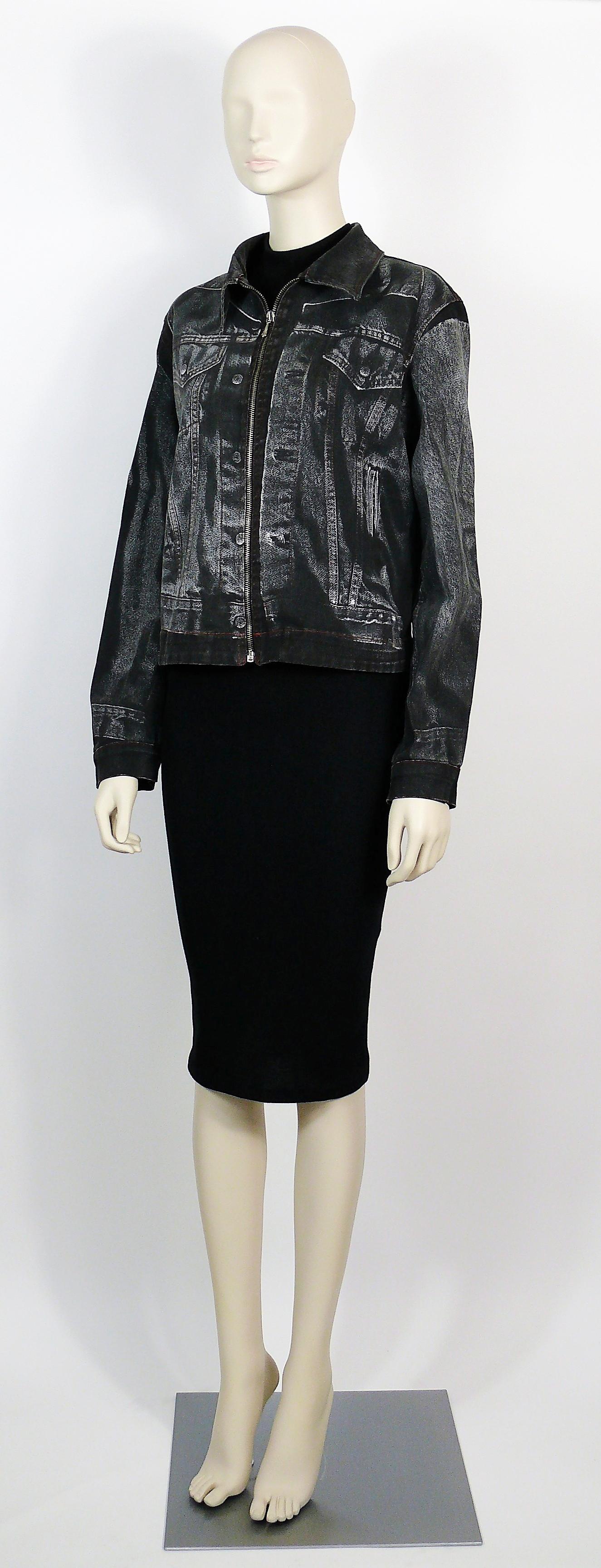 Black Jean Paul Gaultier Vintage Trompe L'oeil Denim Jacket For Sale