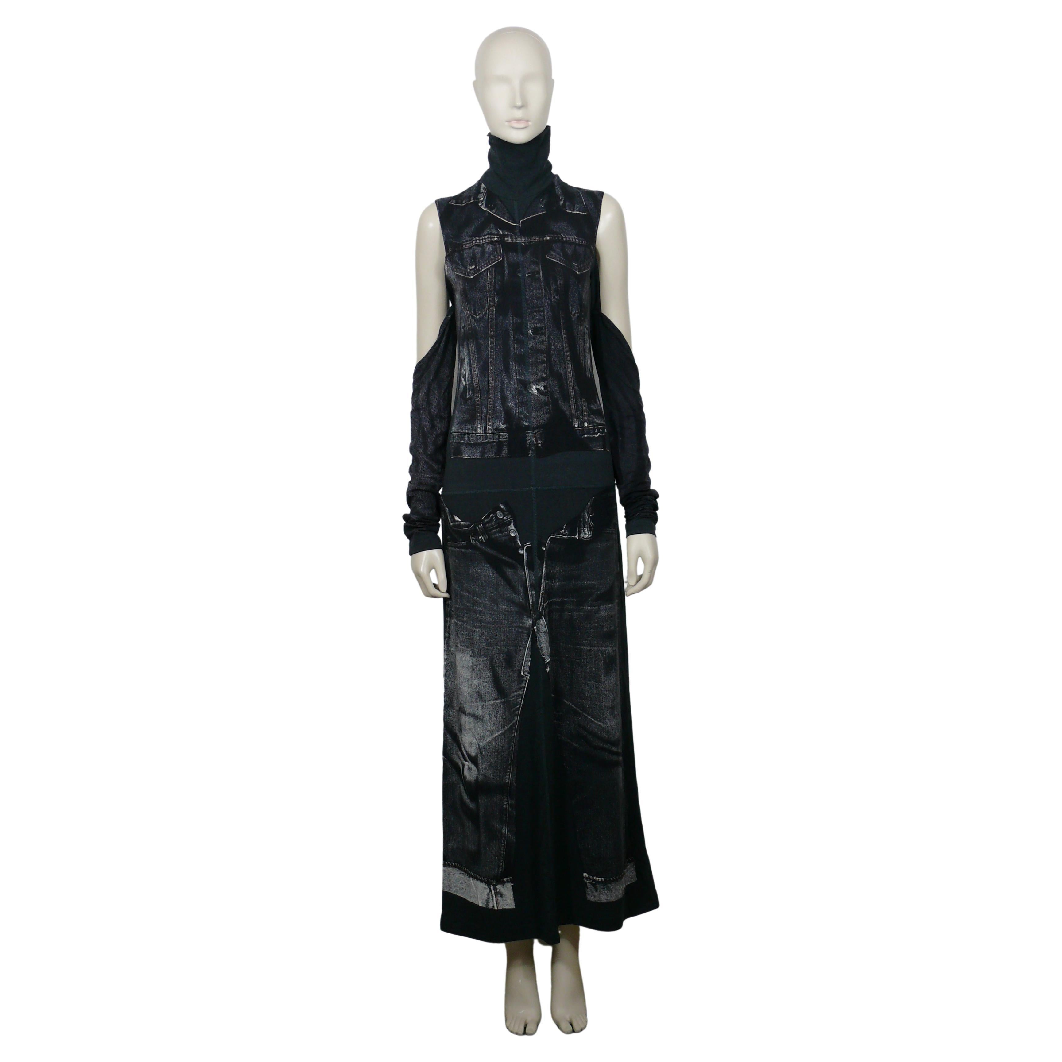 JEAN PAUL GAULTIER Vintage Trompe-l'oeil-Maxikleid mit abnehmbaren Ärmeln im Angebot