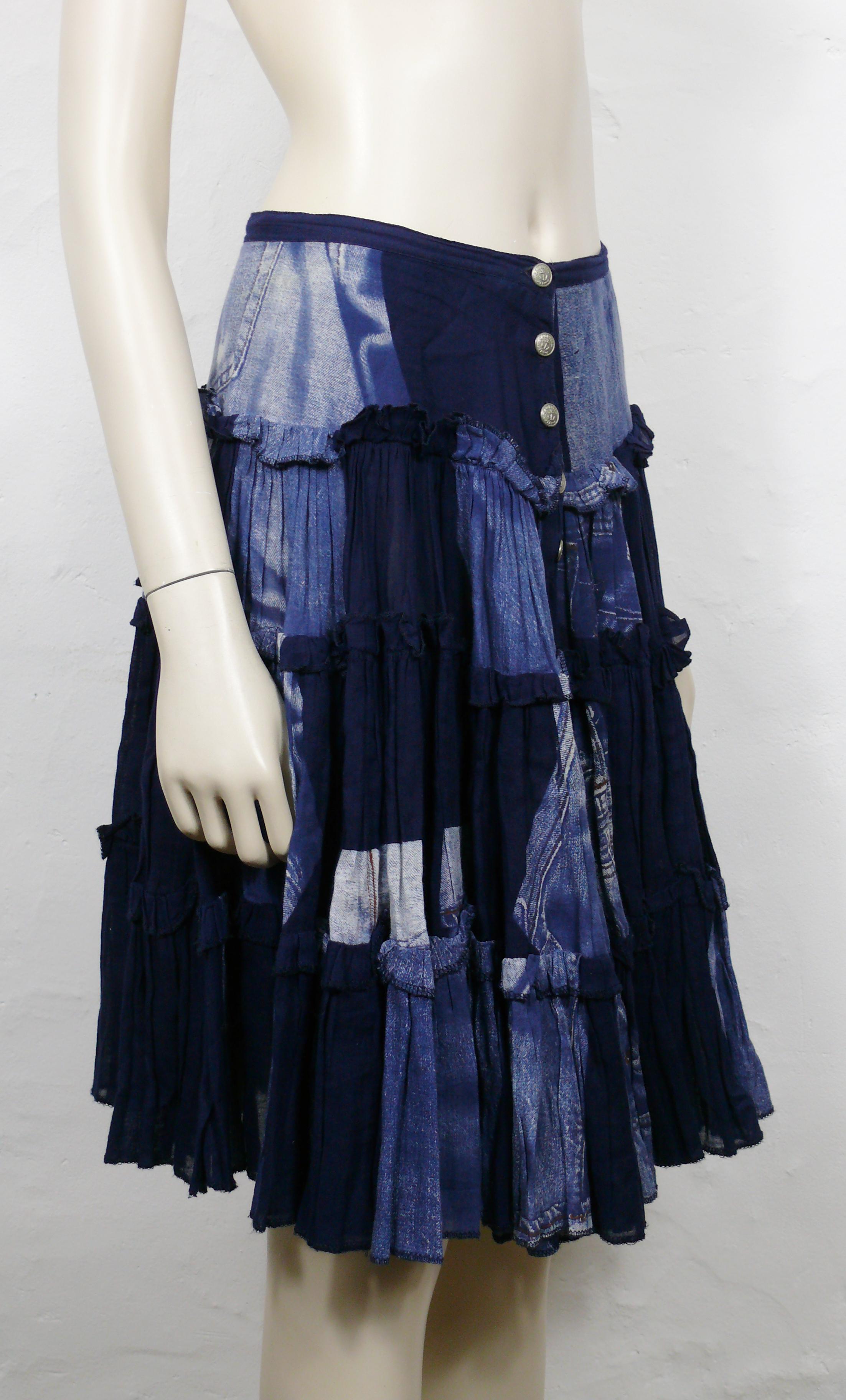 Jean Paul Gaultier Vintage Trompe L'oeil Ruffle Skirt In Good Condition In Nice, FR