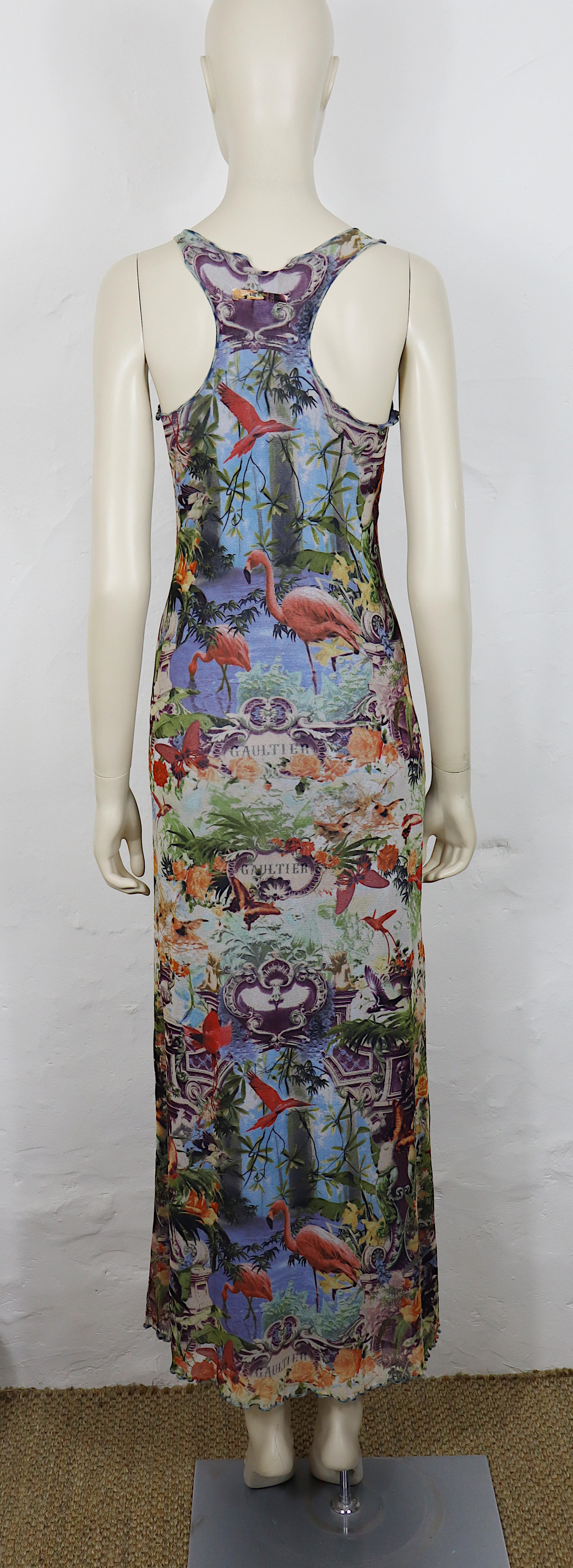 JEAN PAUL GAULTIER Vintage Tropical Flamingo Mesh Two-Piece Ensemble en venta 7