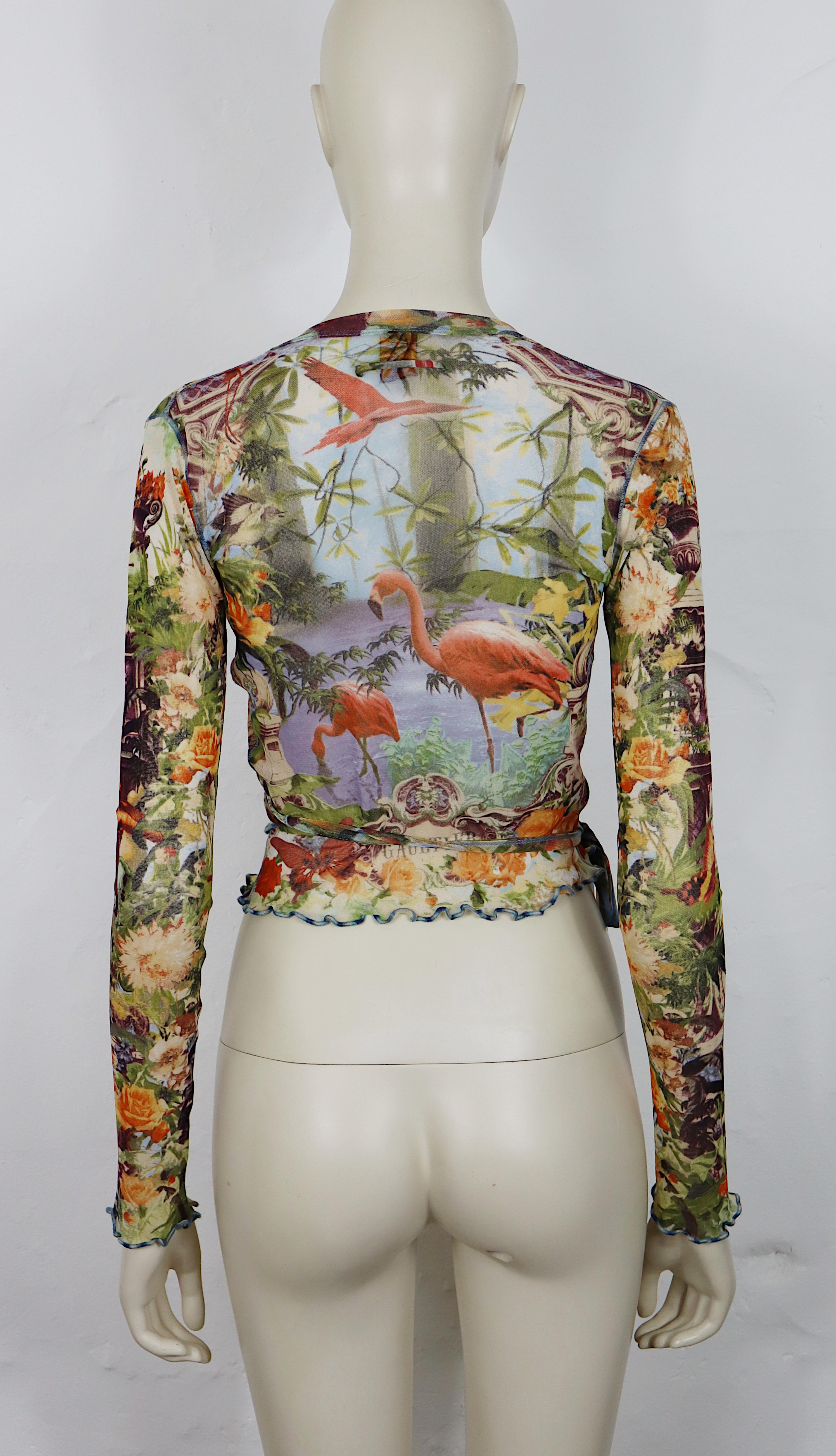 JEAN PAUL GAULTIER Vintage Tropical Flamingo Mesh Two-Piece Ensemble en venta 8