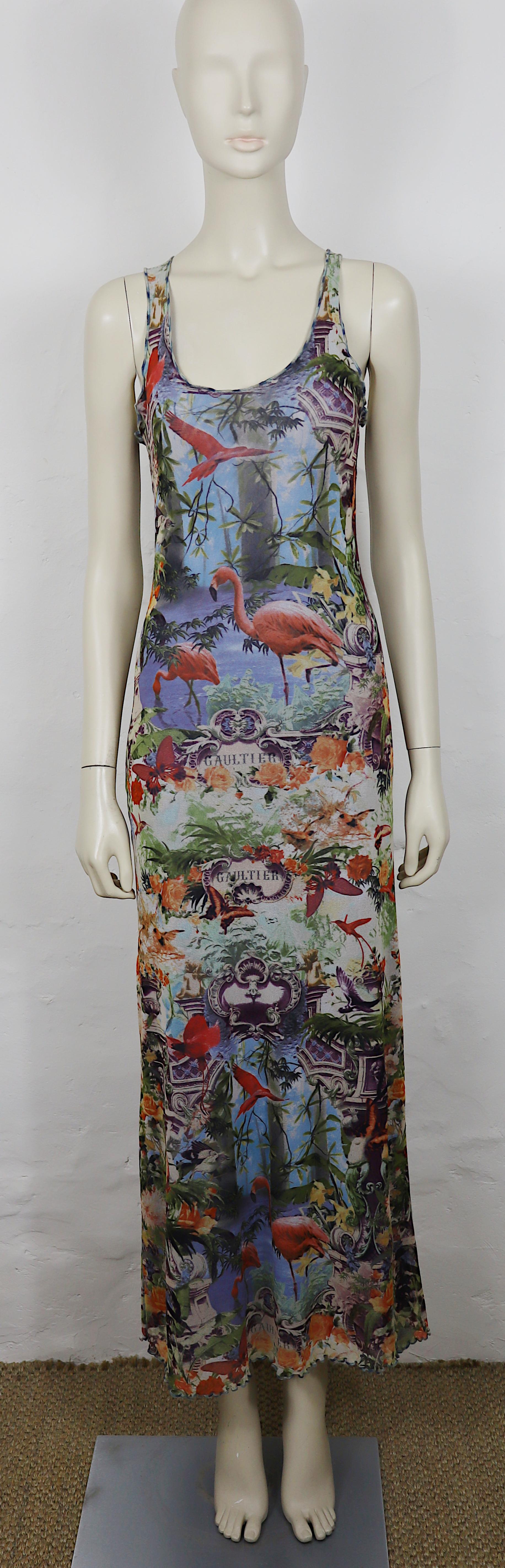 JEAN PAUL GAULTIER Vintage Tropical Flamingo Mesh Two-Piece Ensemble en venta 1