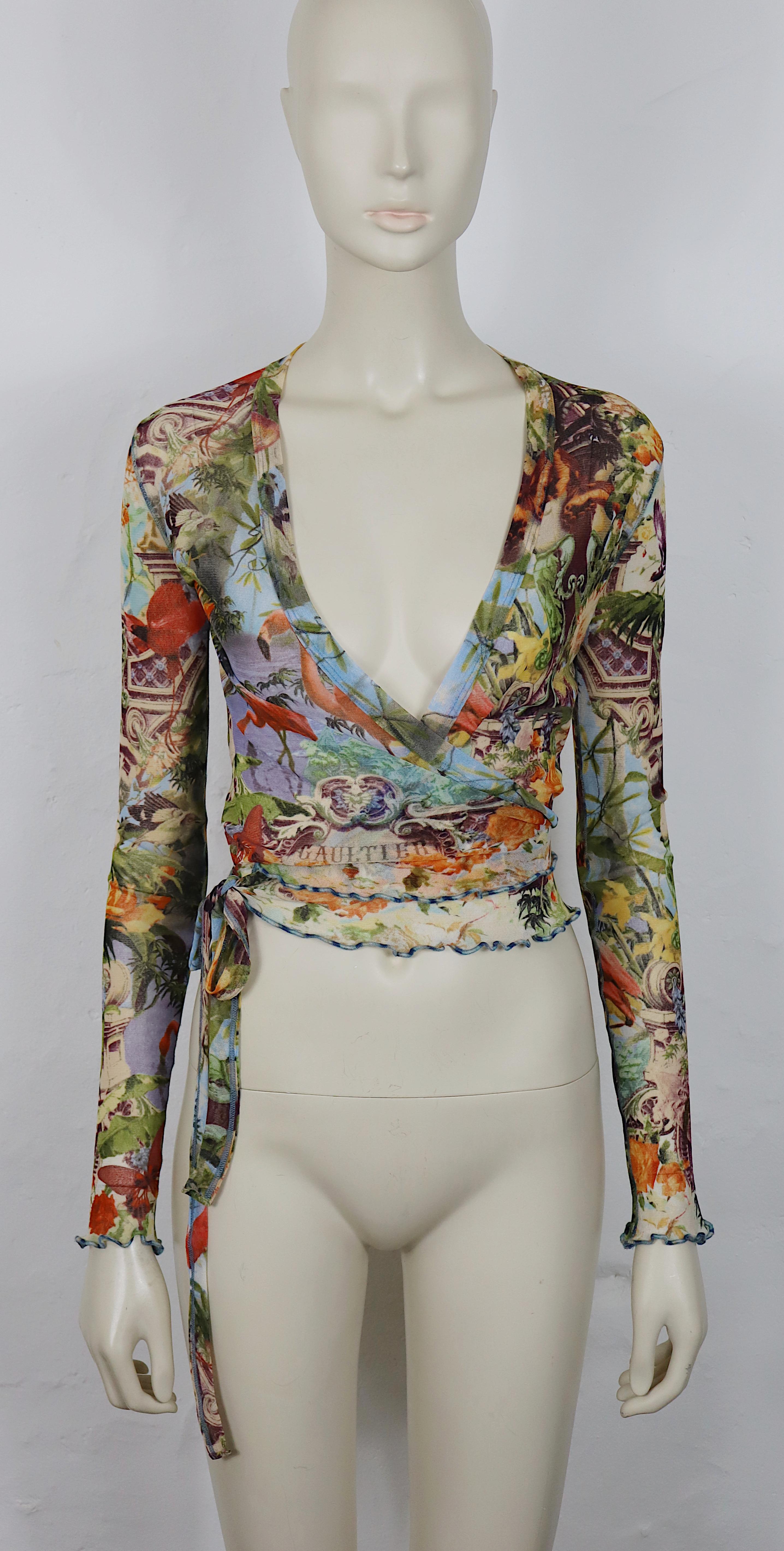 JEAN PAUL GAULTIER Vintage Tropical Flamingo Mesh Two-Piece Ensemble en venta 2