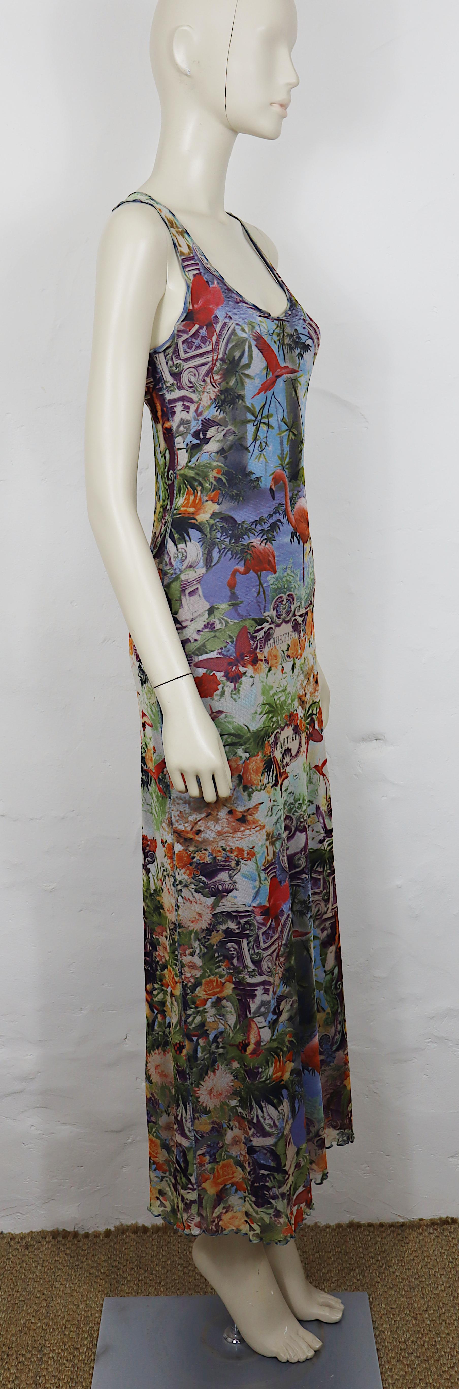 JEAN PAUL GAULTIER Vintage Tropical Flamingo Mesh Two-Piece Ensemble en venta 3