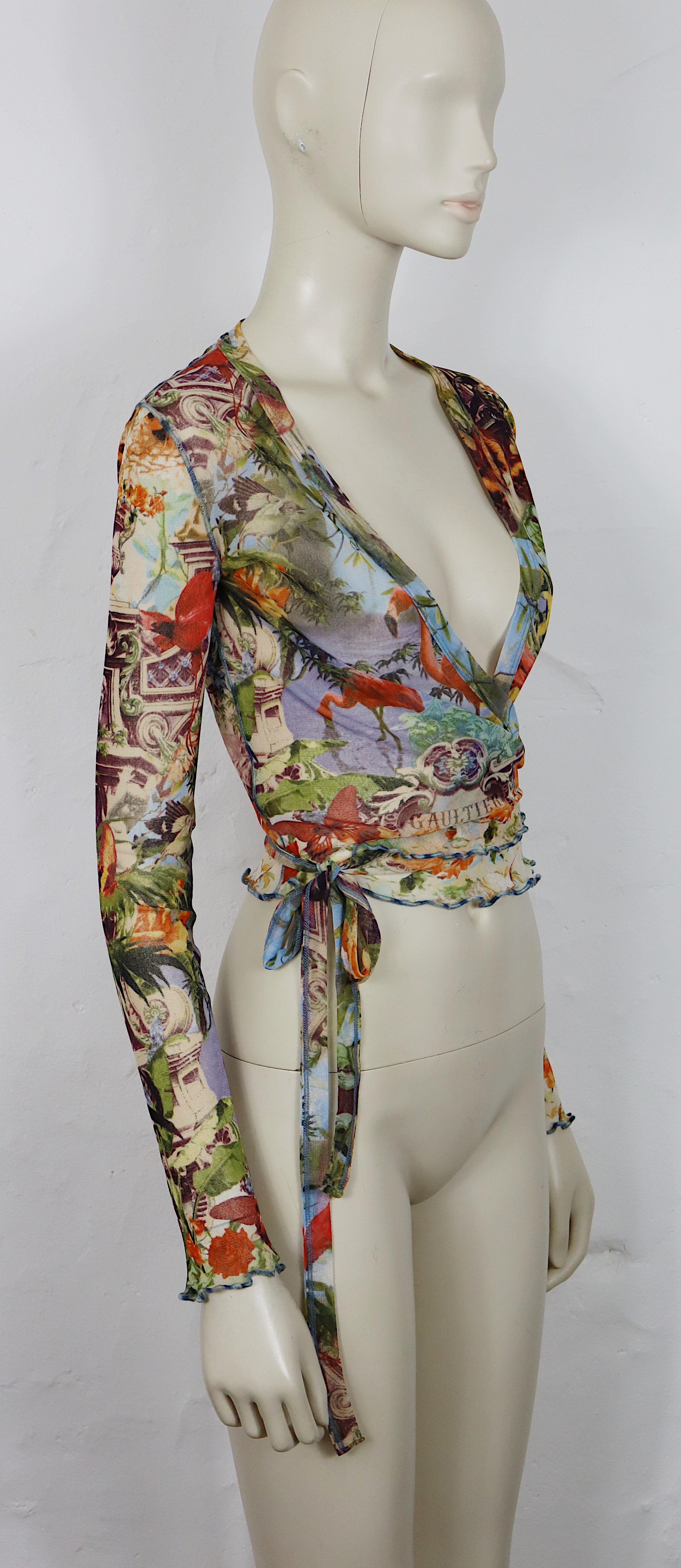 JEAN PAUL GAULTIER Vintage Tropical Flamingo Mesh Two-Piece Ensemble en venta 4