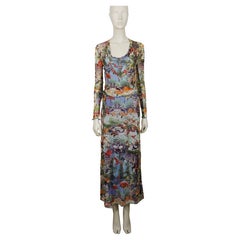 JEAN PAUL GAULTIER Vintage Tropical Flamingo Mesh Two-Piece Ensemble