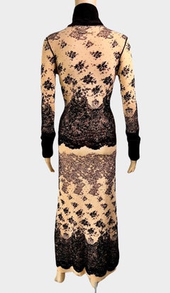 Jean Paul Gaultier Vintage Turtleneck Mesh and Rib Knit Bodycon Maxi Dress