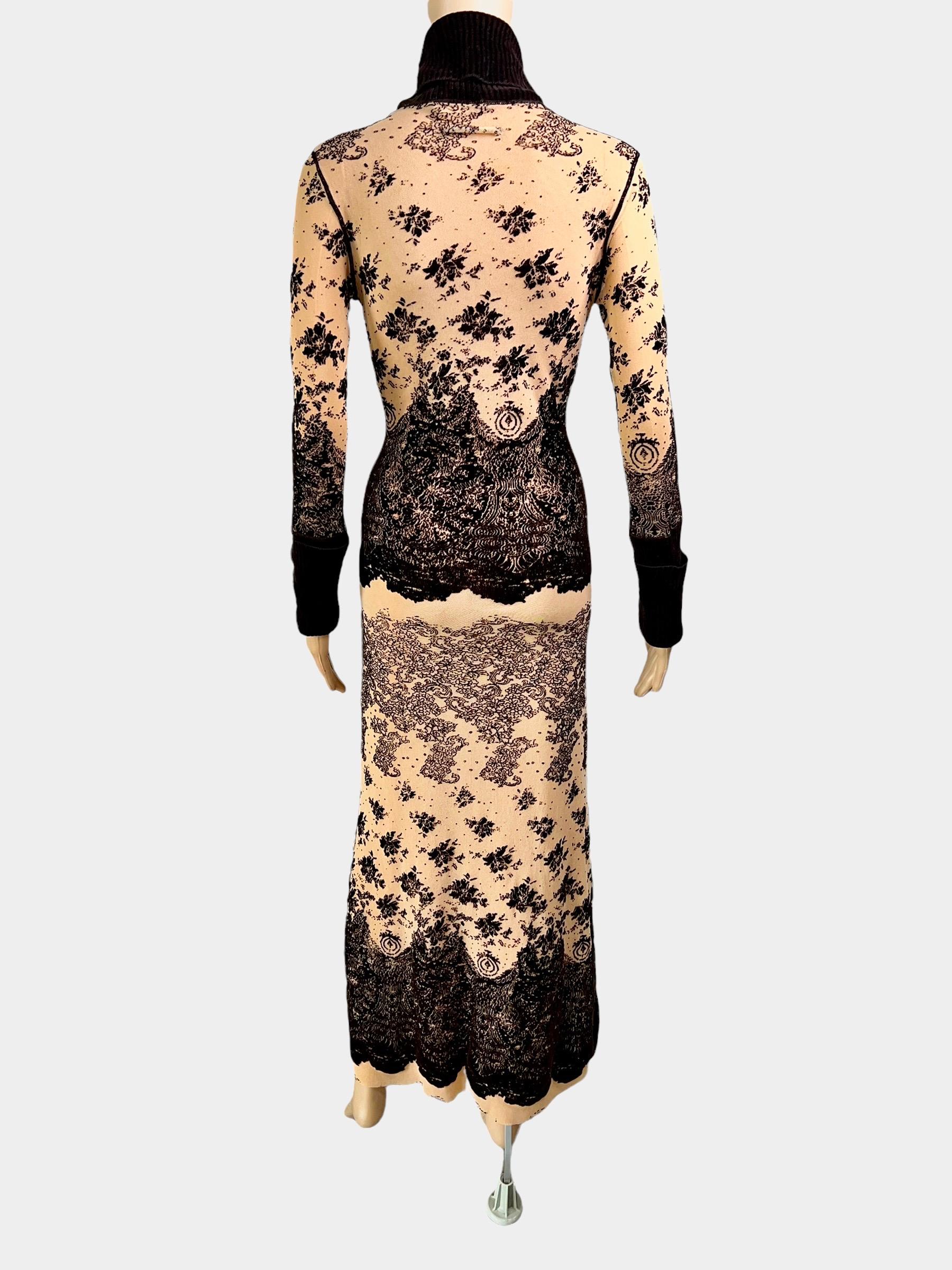Jean Paul Gaultier Vintage Turtleneck Mesh and Rib Knit Bodycon Maxi Dress In Good Condition For Sale In Naples, FL