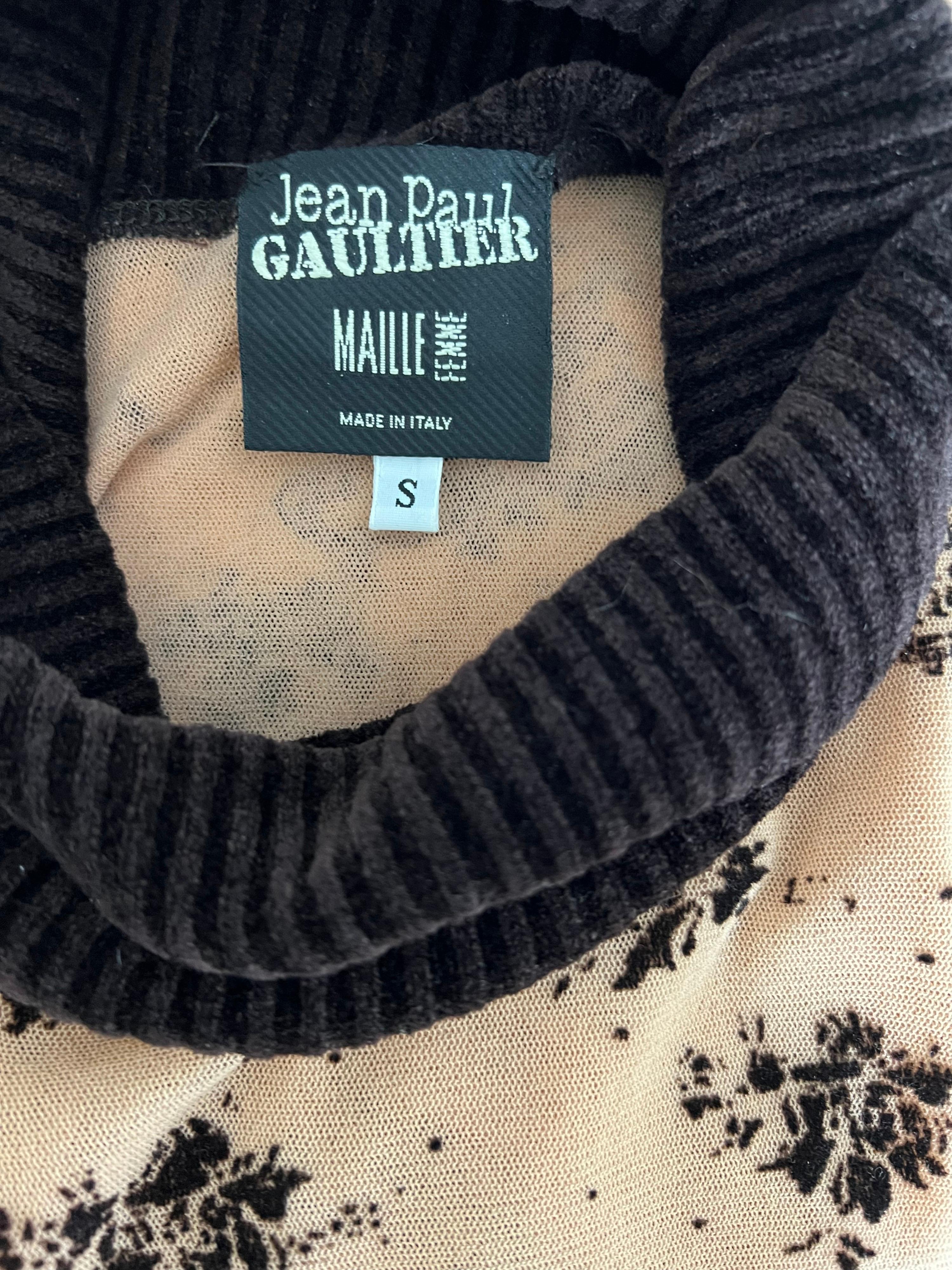 Jean Paul Gaultier - Robe longue moulante vintage à col roulé en maille et maille côtelée en vente 2