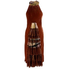 Jean Paul Gaultier VIntage Velvet Halter Neck Dress - Size US 4