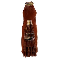 Jean Paul Gaultier VIntage Velvet Halter Neck Dress - Size US 4