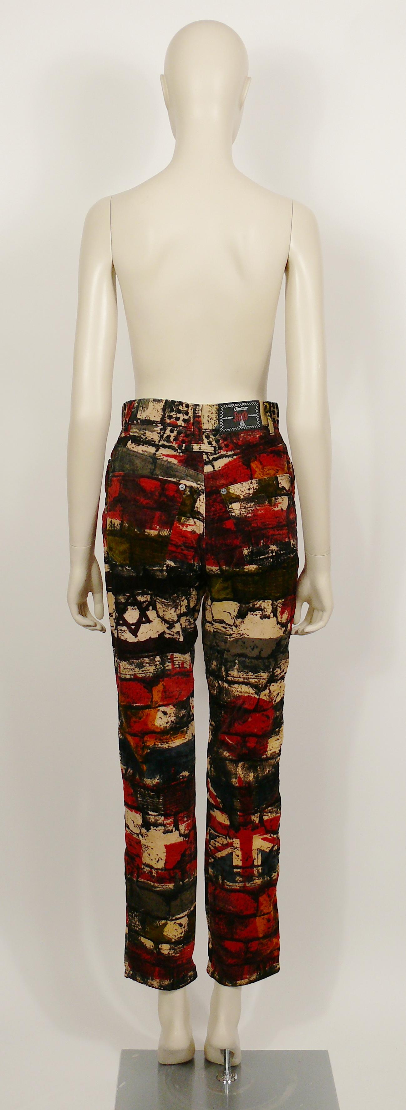 Jean Paul Gaultier Vintage Wall and Flags Print Pants Trousers For Sale 3