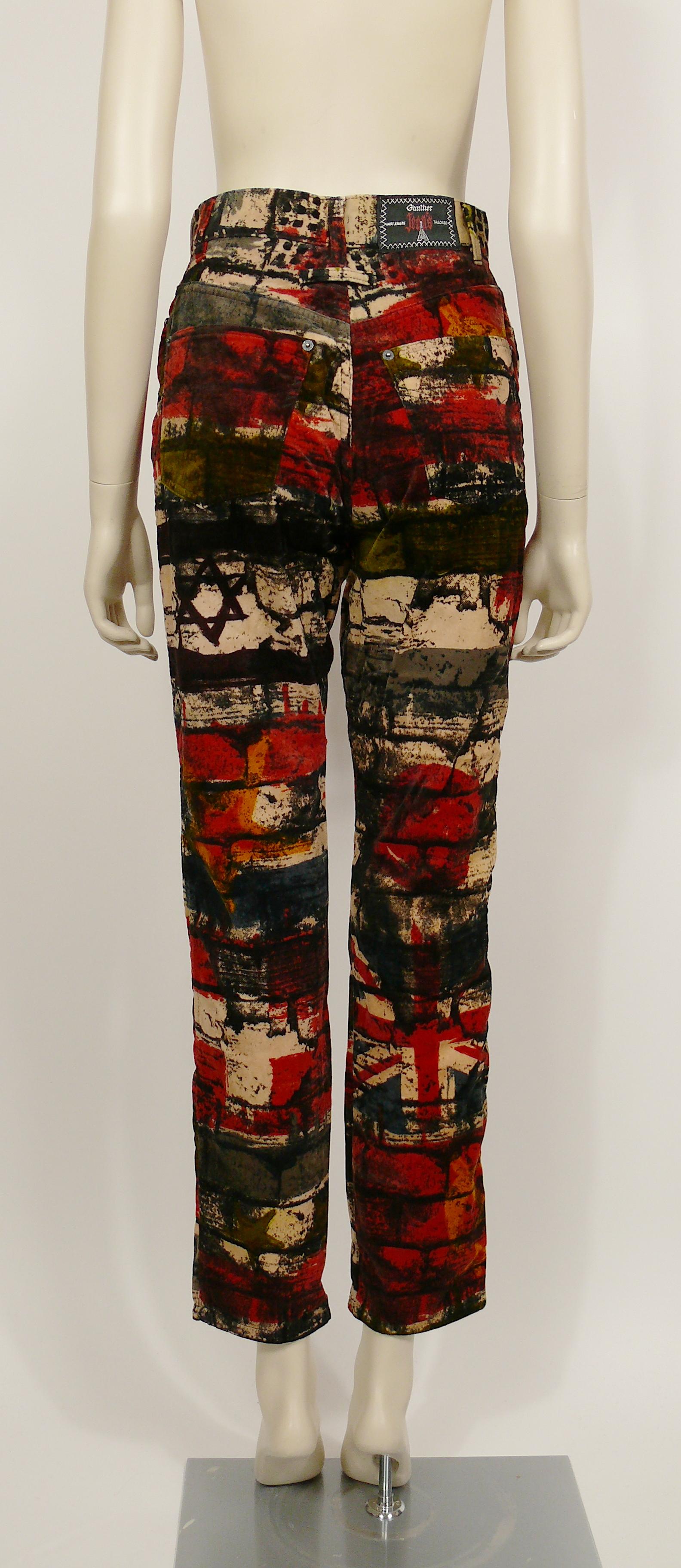 Jean Paul Gaultier Vintage Wall and Flags Print Pants Trousers For Sale 4
